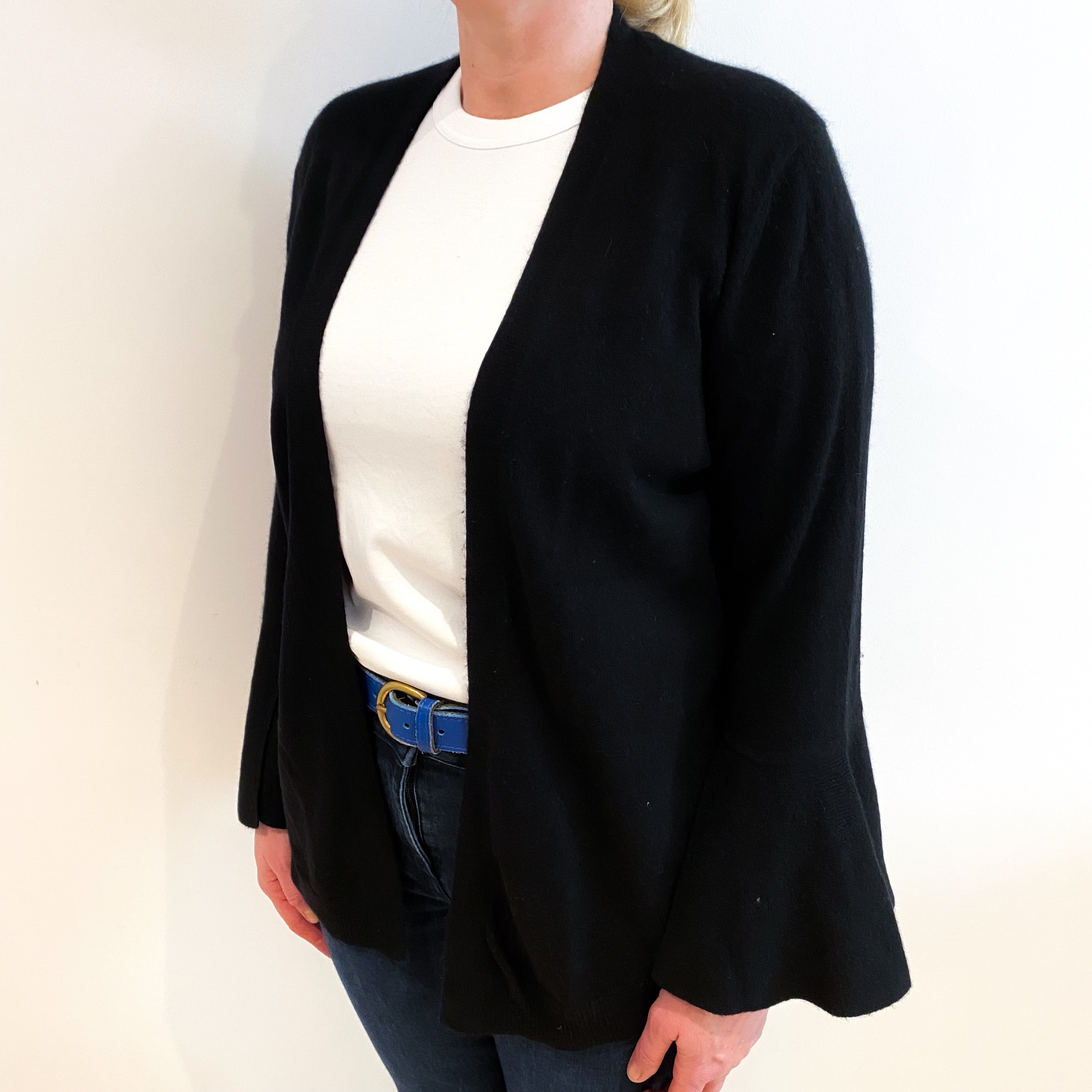 Black Cashmere Edge To Edge Cardigan Large