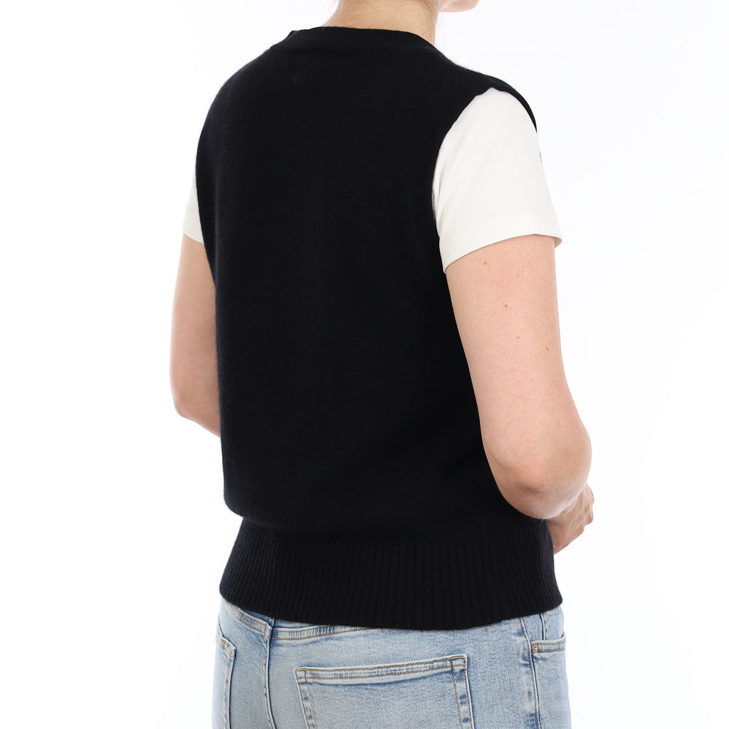 Brand New Black Luxury Cashmere V Neck Waistcoat Small UK 8-10