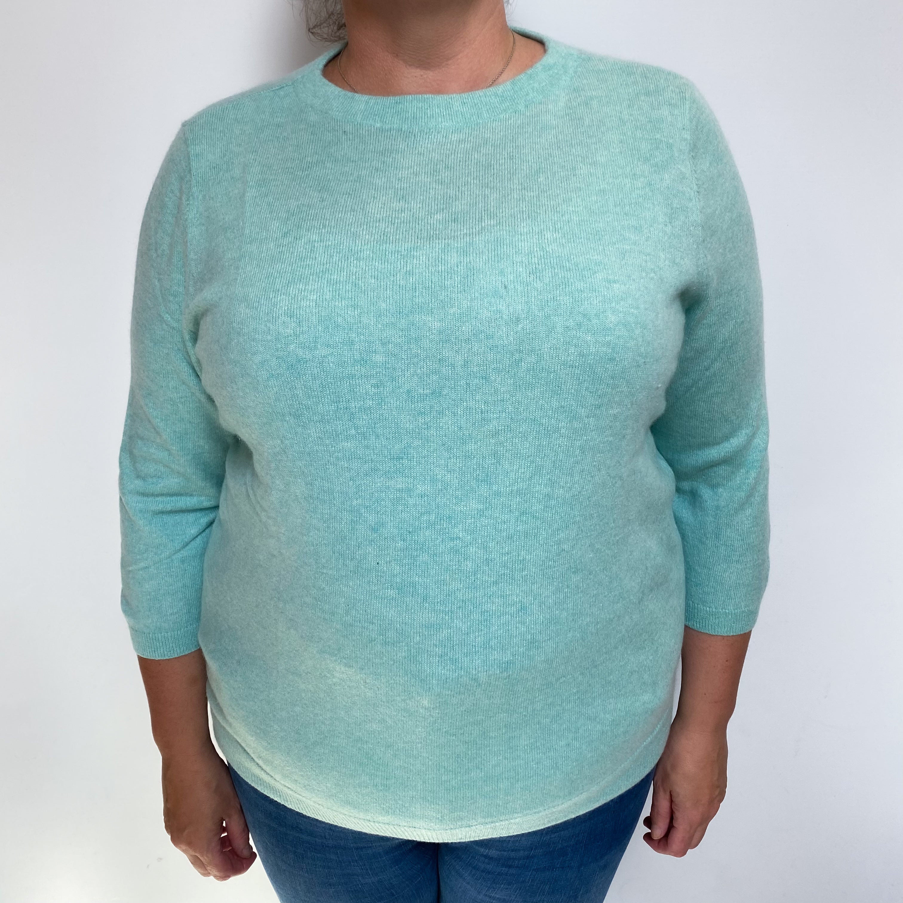 Mint Green Cashmere Crew Neck Jumper Extra Large