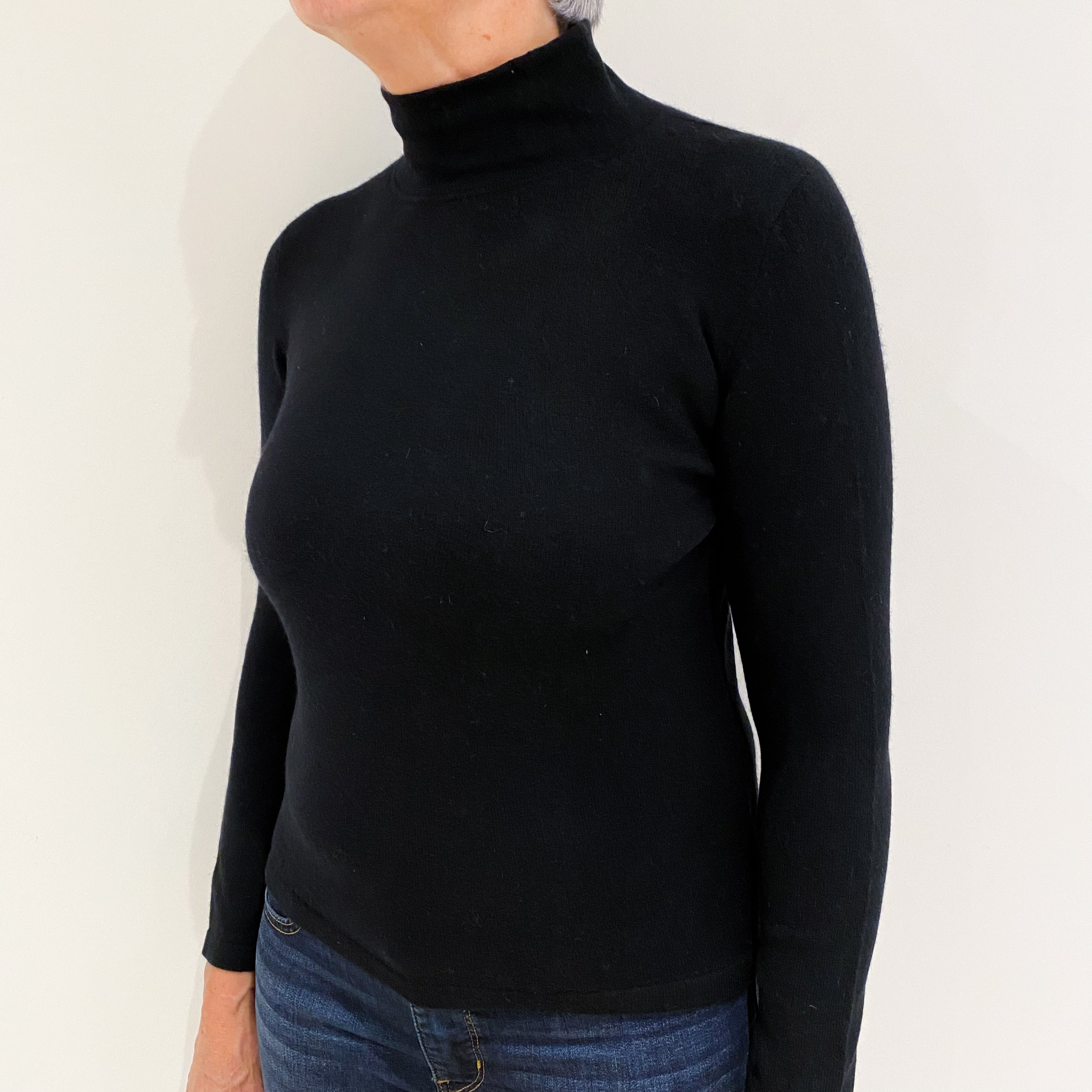 Black Cashmere Turtle Neck Jumper Medium