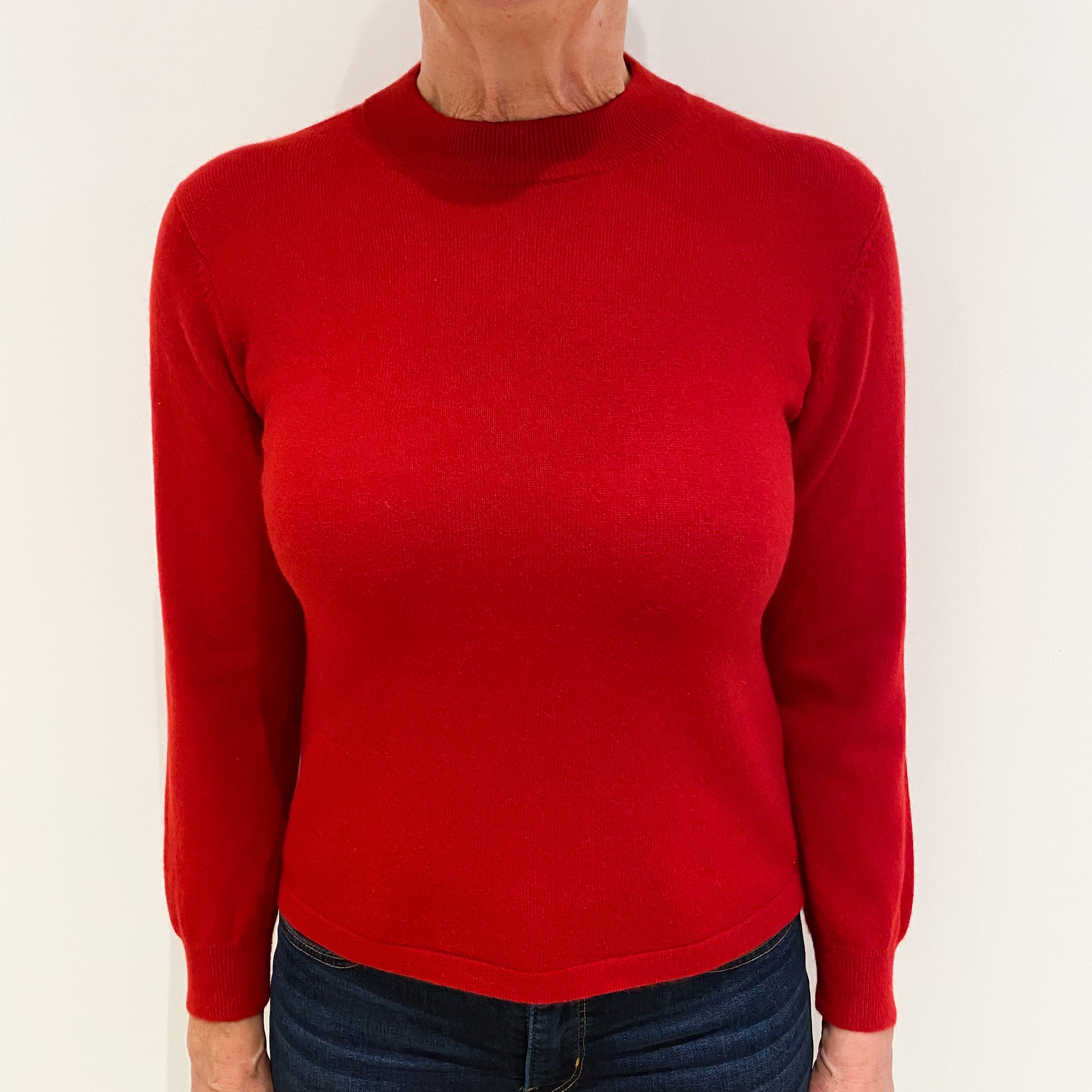 Scarlet Red Cashmere Turtle Neck Jumper Medium