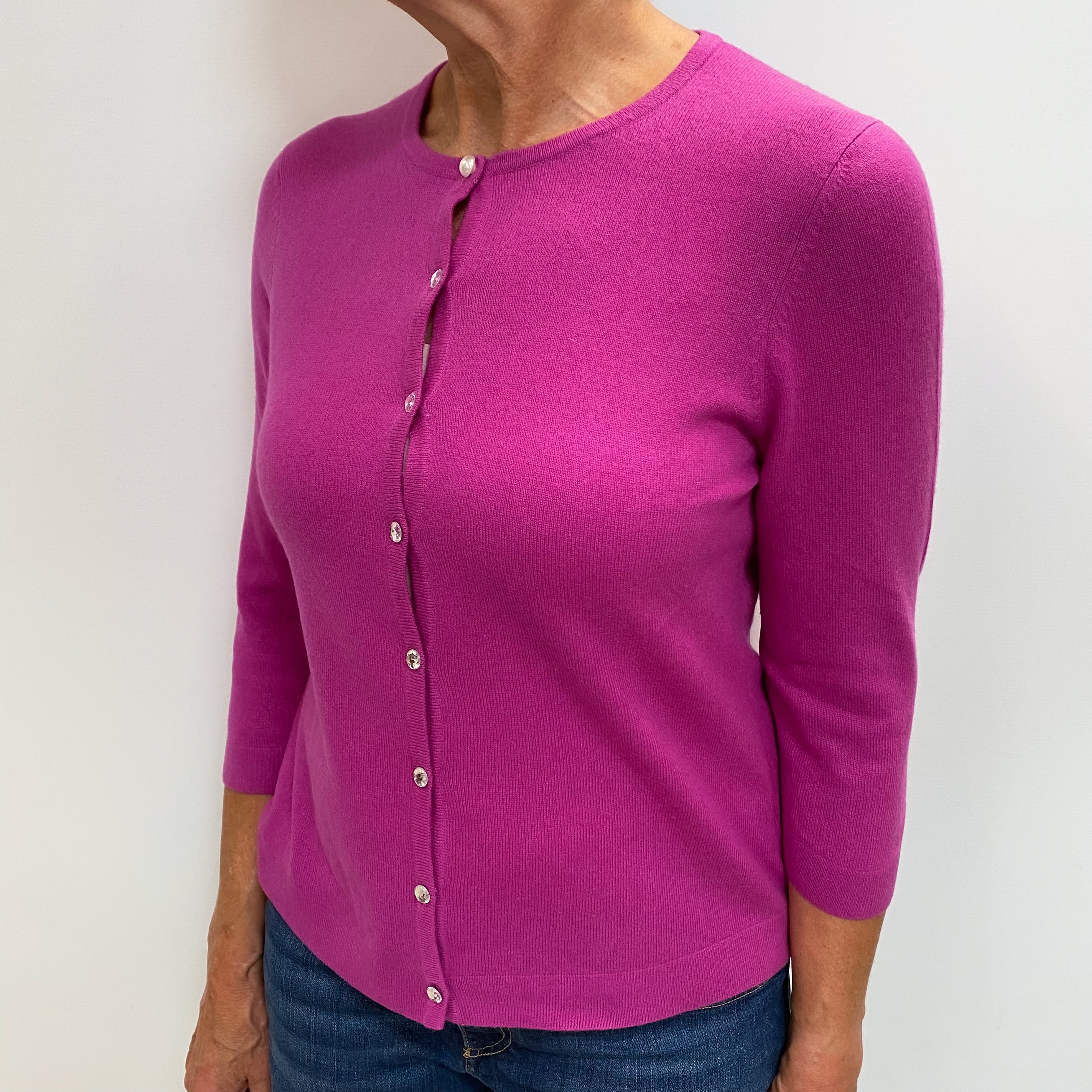 Magenta Pink Cashmere Cardigan Medium