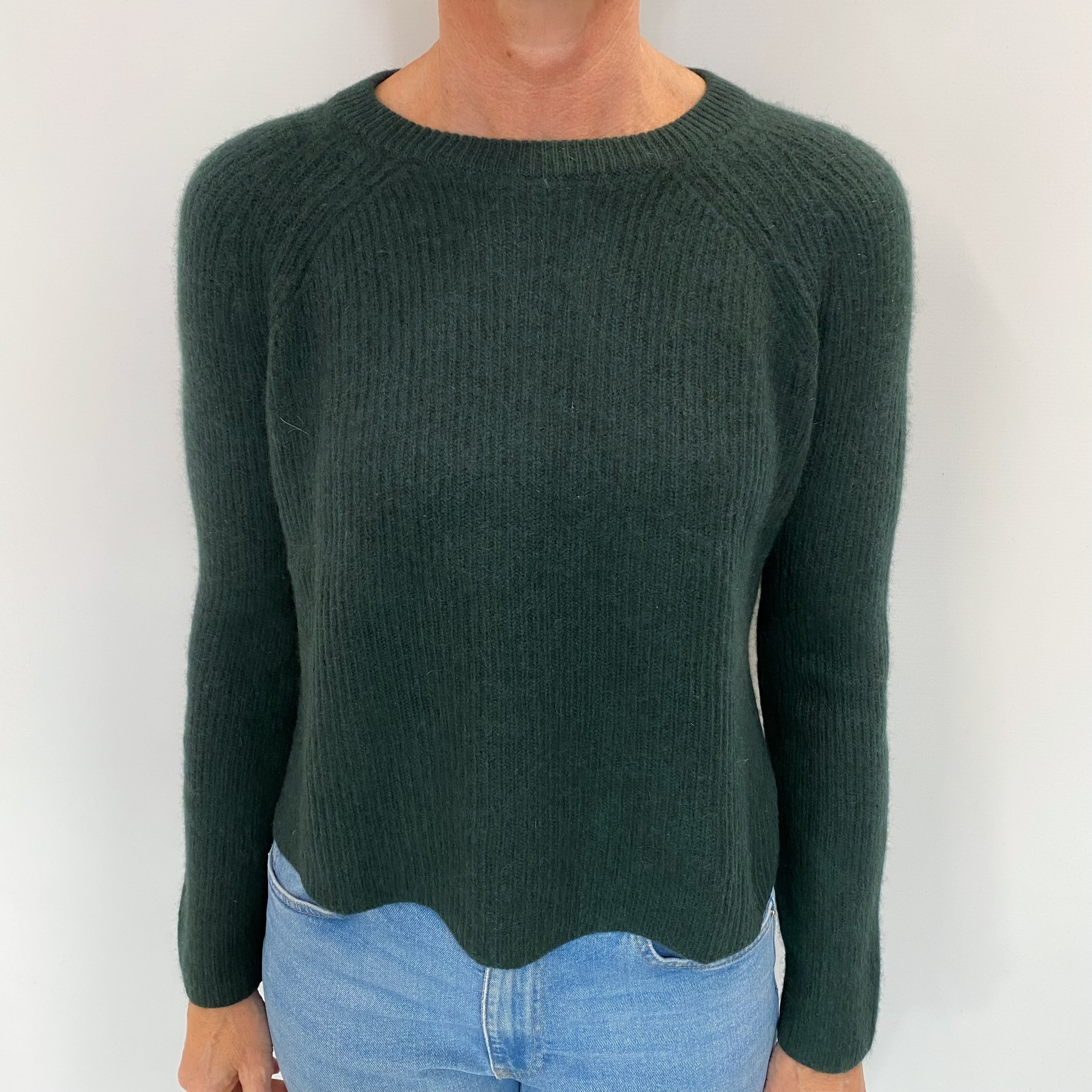 Spruce Green Cashmere Crew Neck Jumper Small