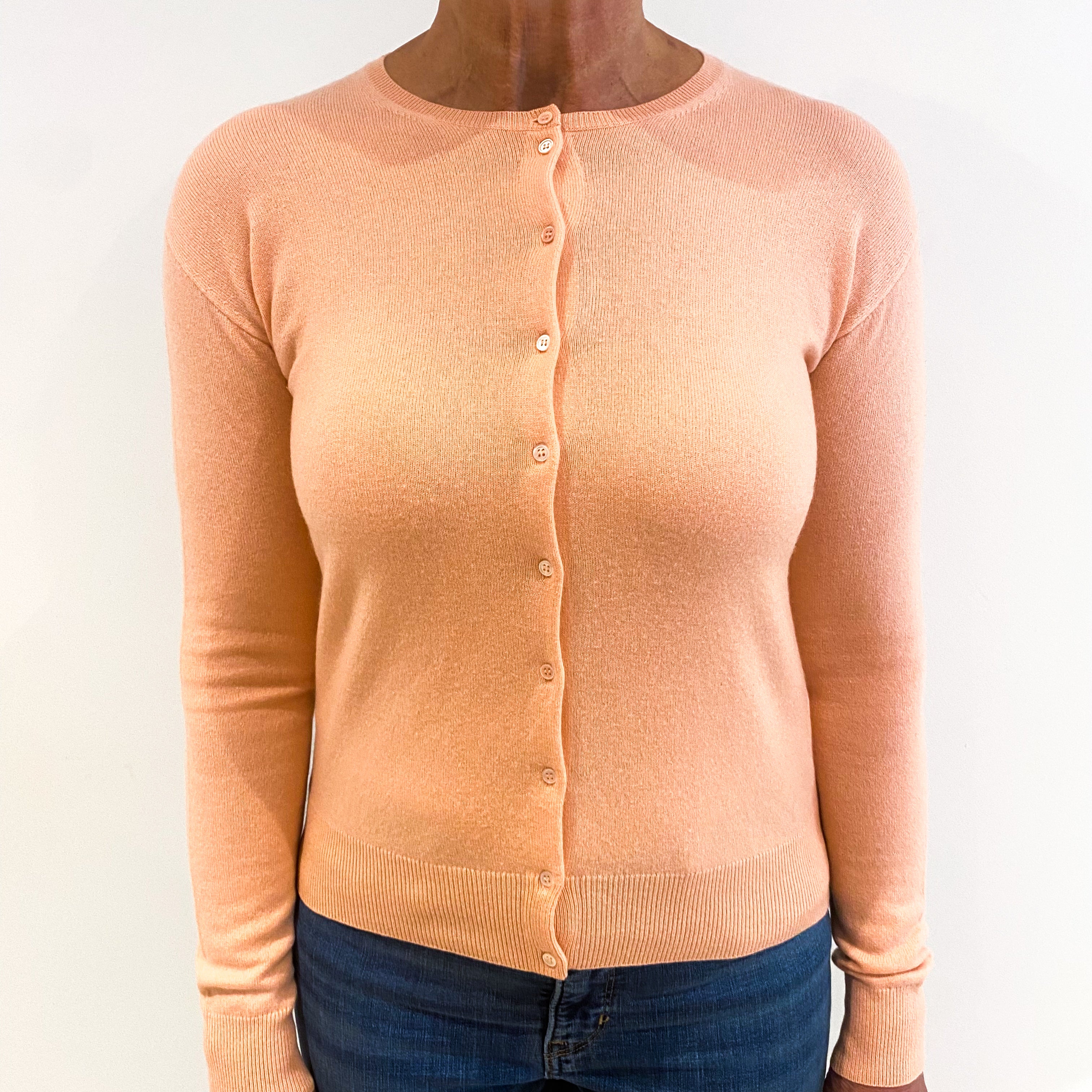 TSE Oyster Pink Cashmere Crew Neck Cardigan Medium