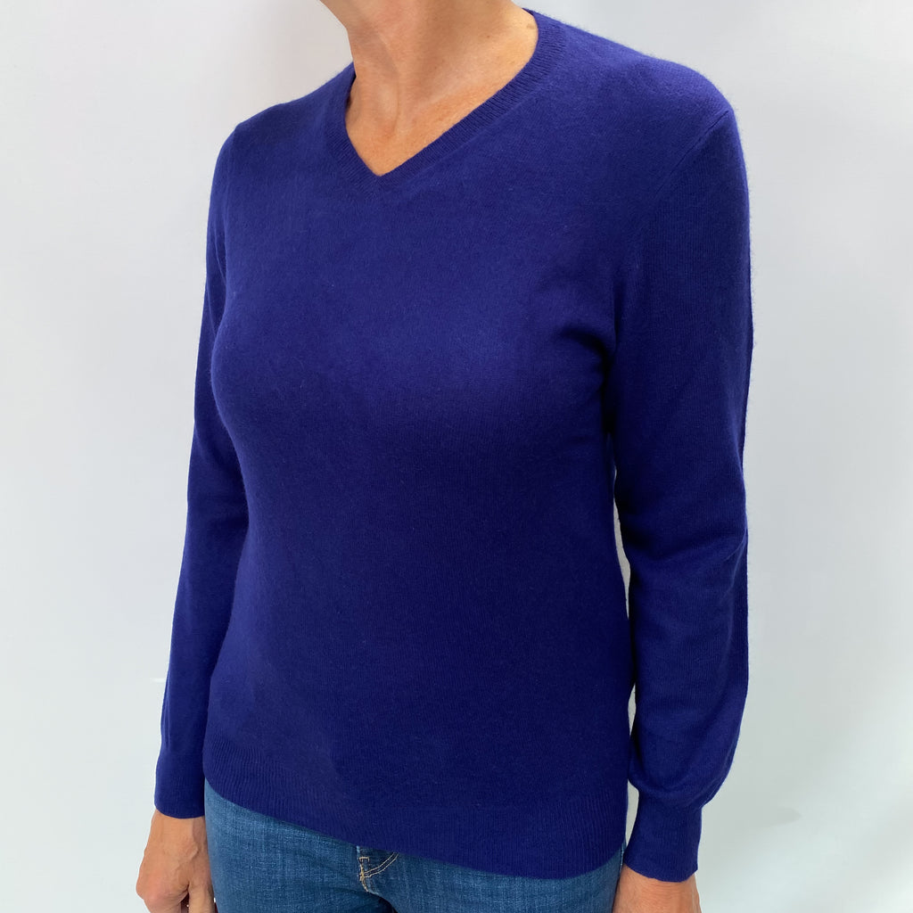 Indigo Cashmere V Neck Jumper Medium