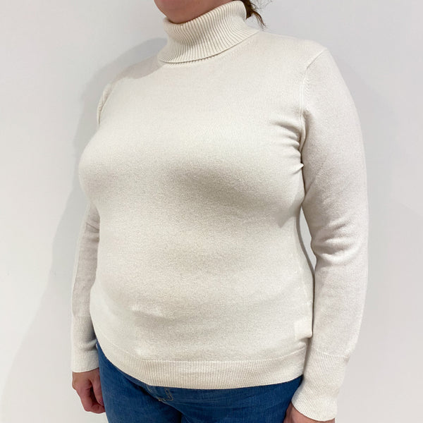 Cream Cashmere Polo Neck Jumper Extra Large