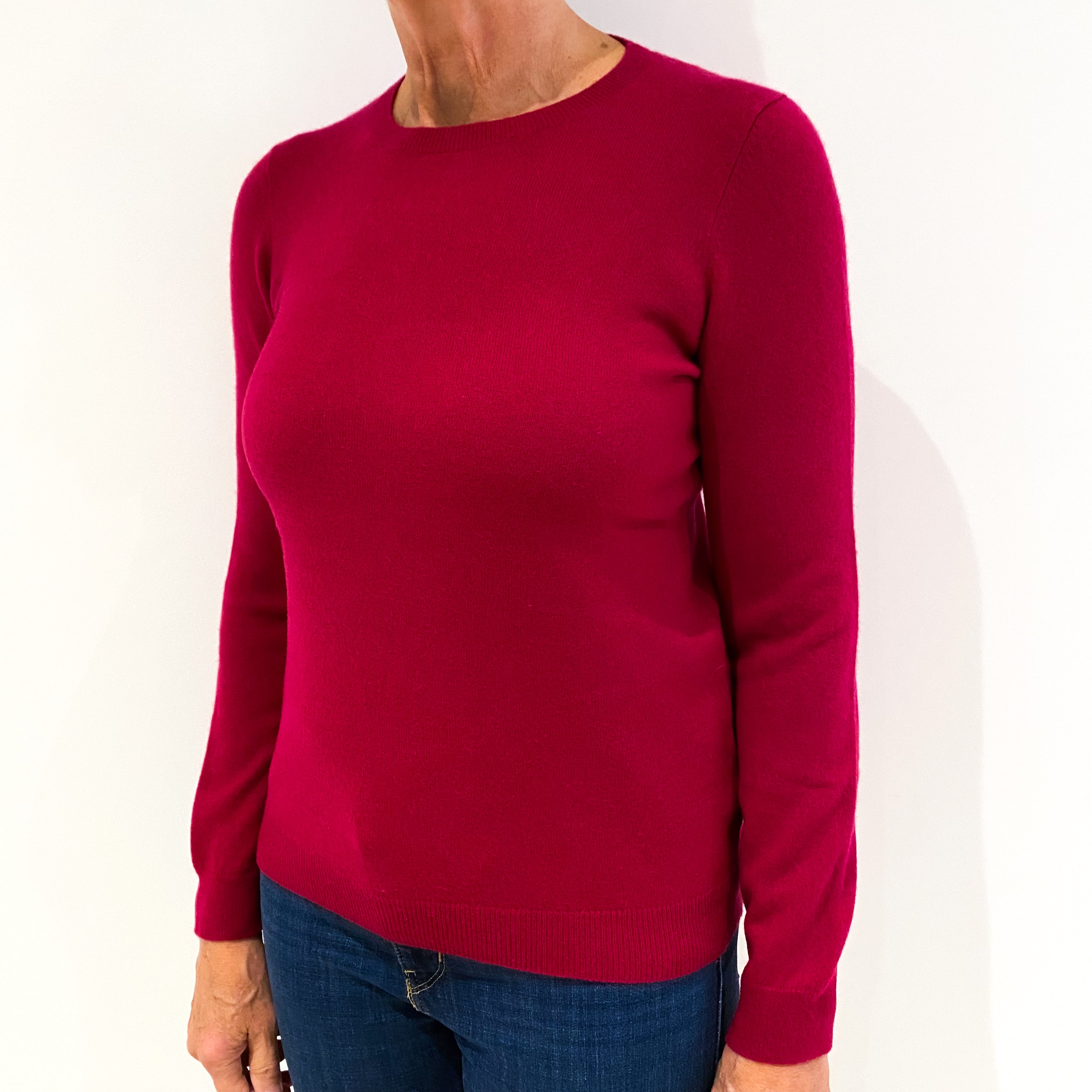 Cherry Pink Cashmere Crew Neck Jumper Medium