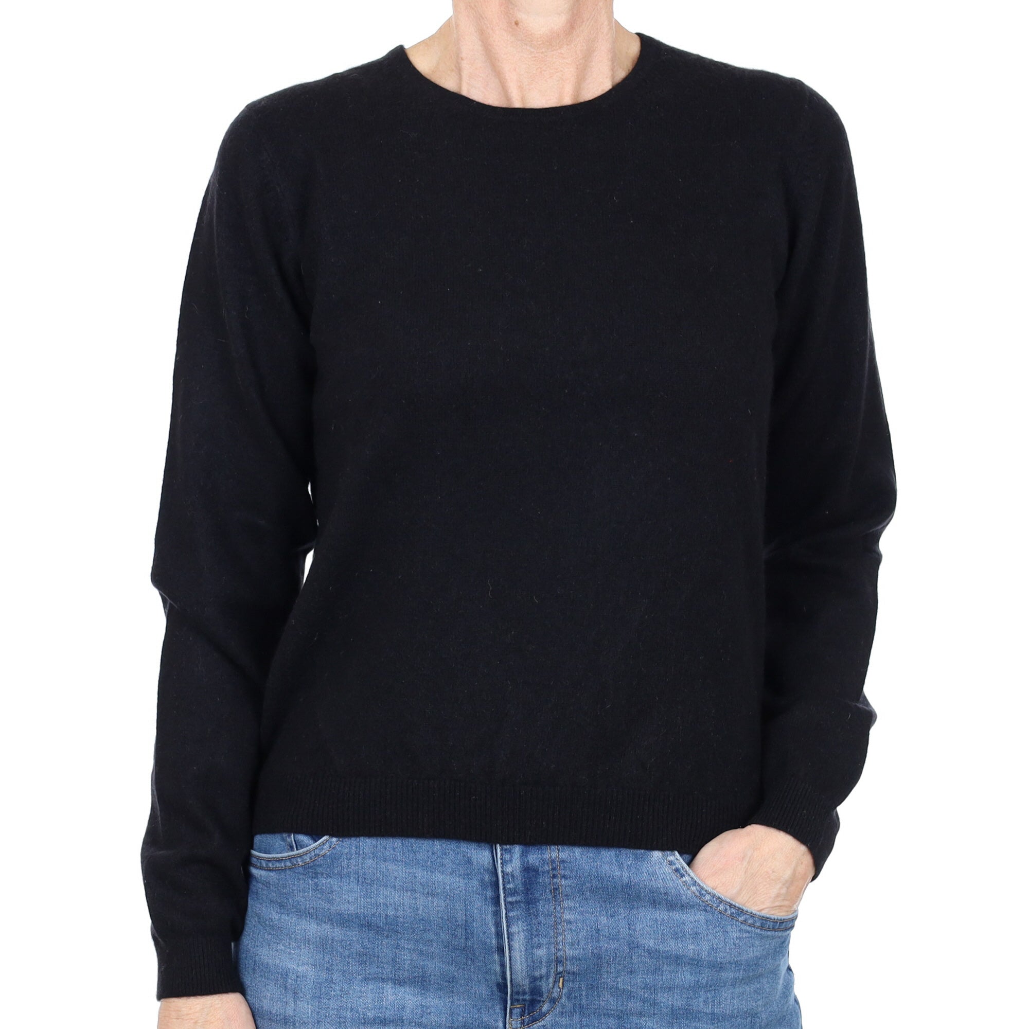 Black Cashmere Crew Neck Jumper Small