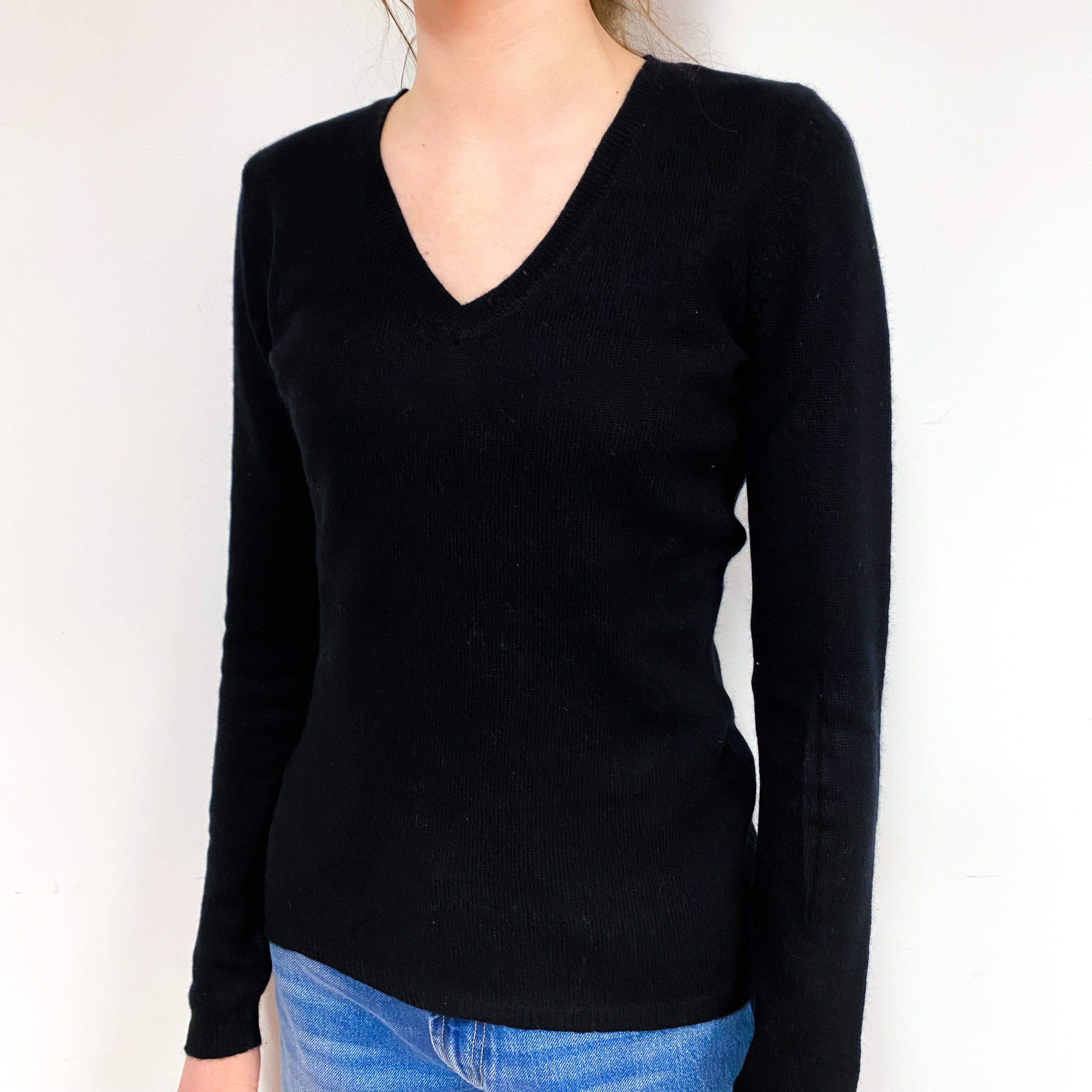 Black Cashmere V-Neck Jumper Extra Small