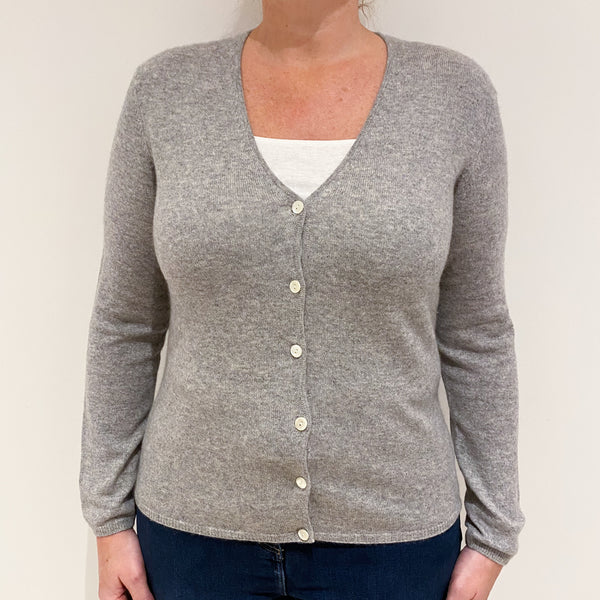 Grey Cashmere V-Neck Cardigan Large
