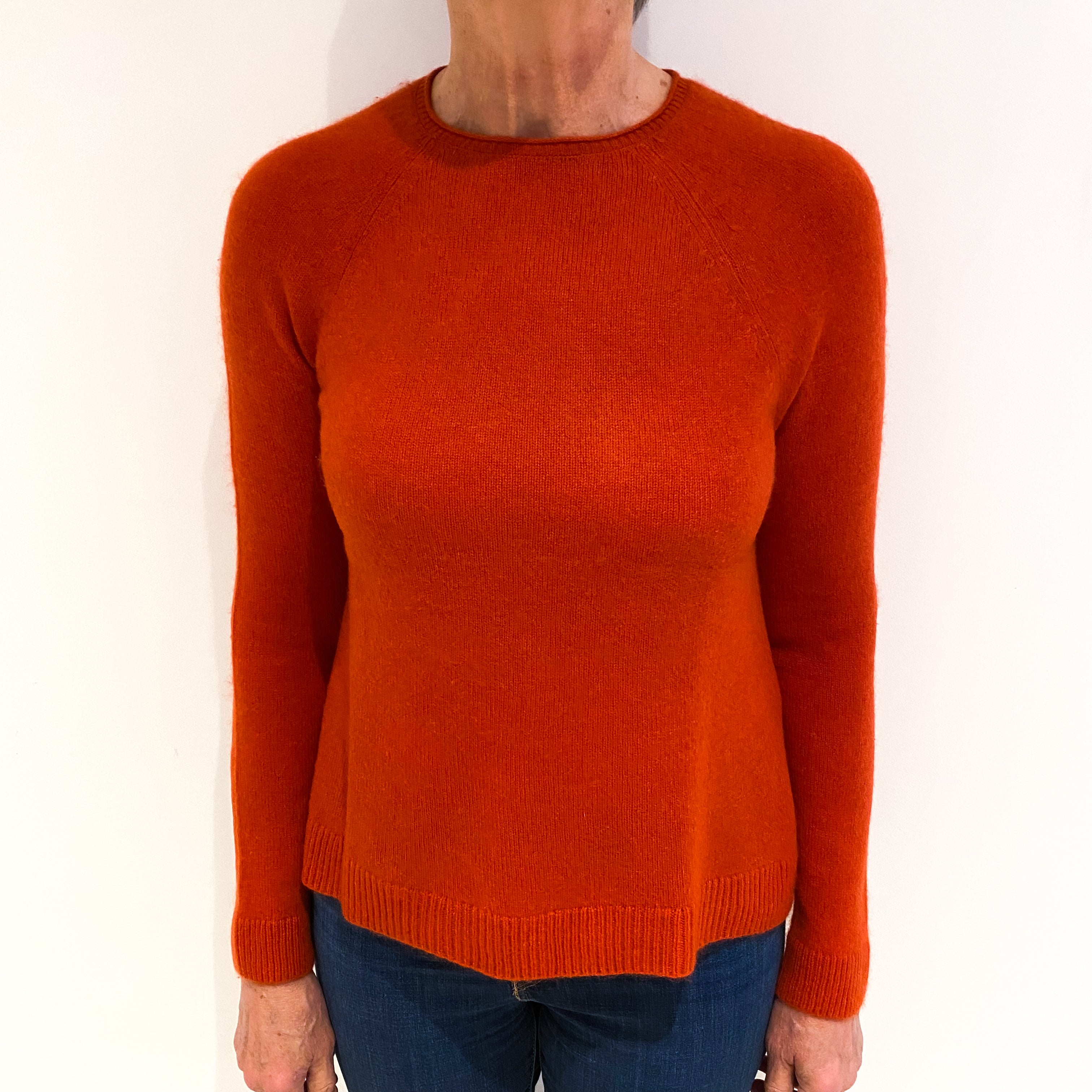 Burnt Orange Cashmere Crew Neck Jumper Medium