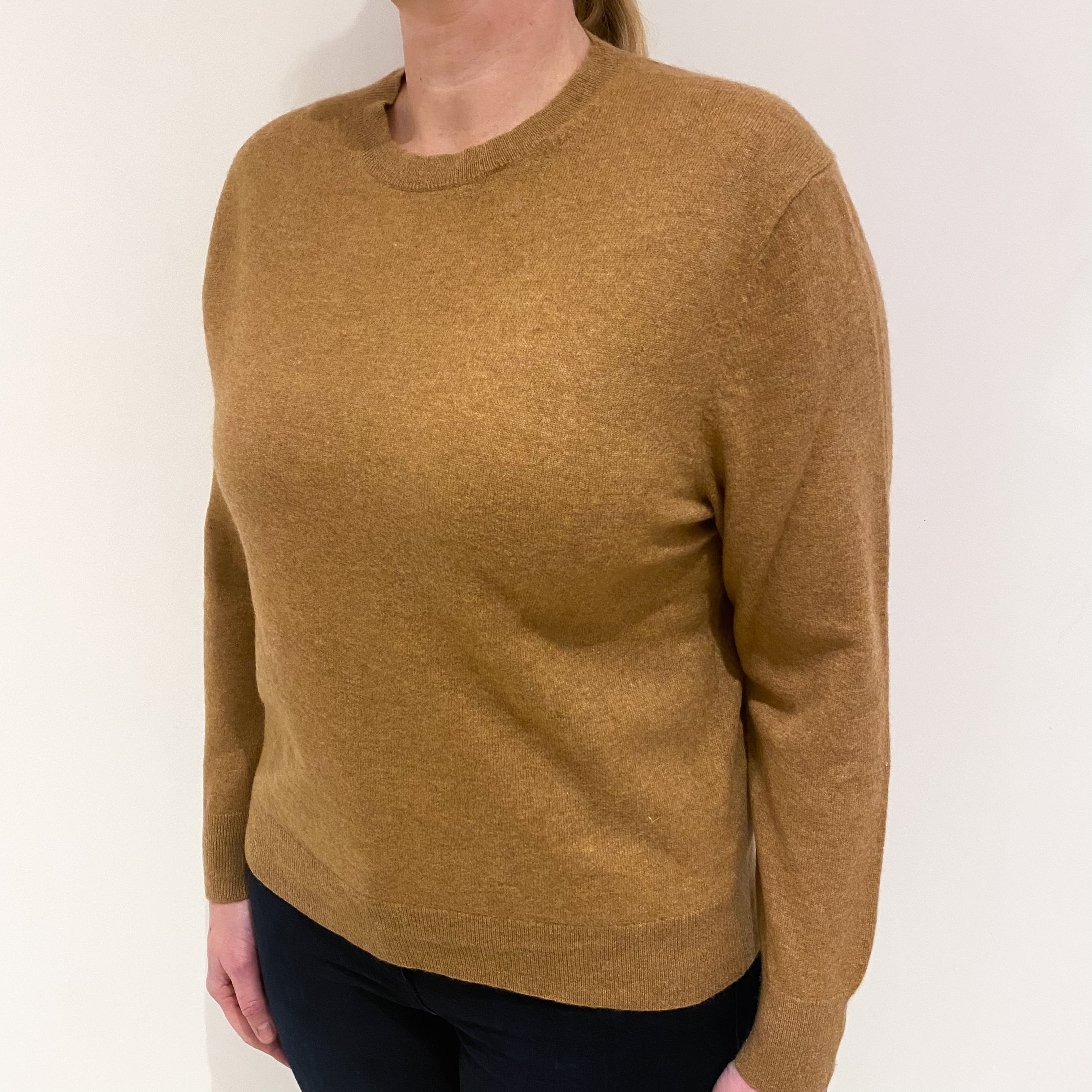 Butterscotch Brown Cashmere Crew Neck Jumper Large