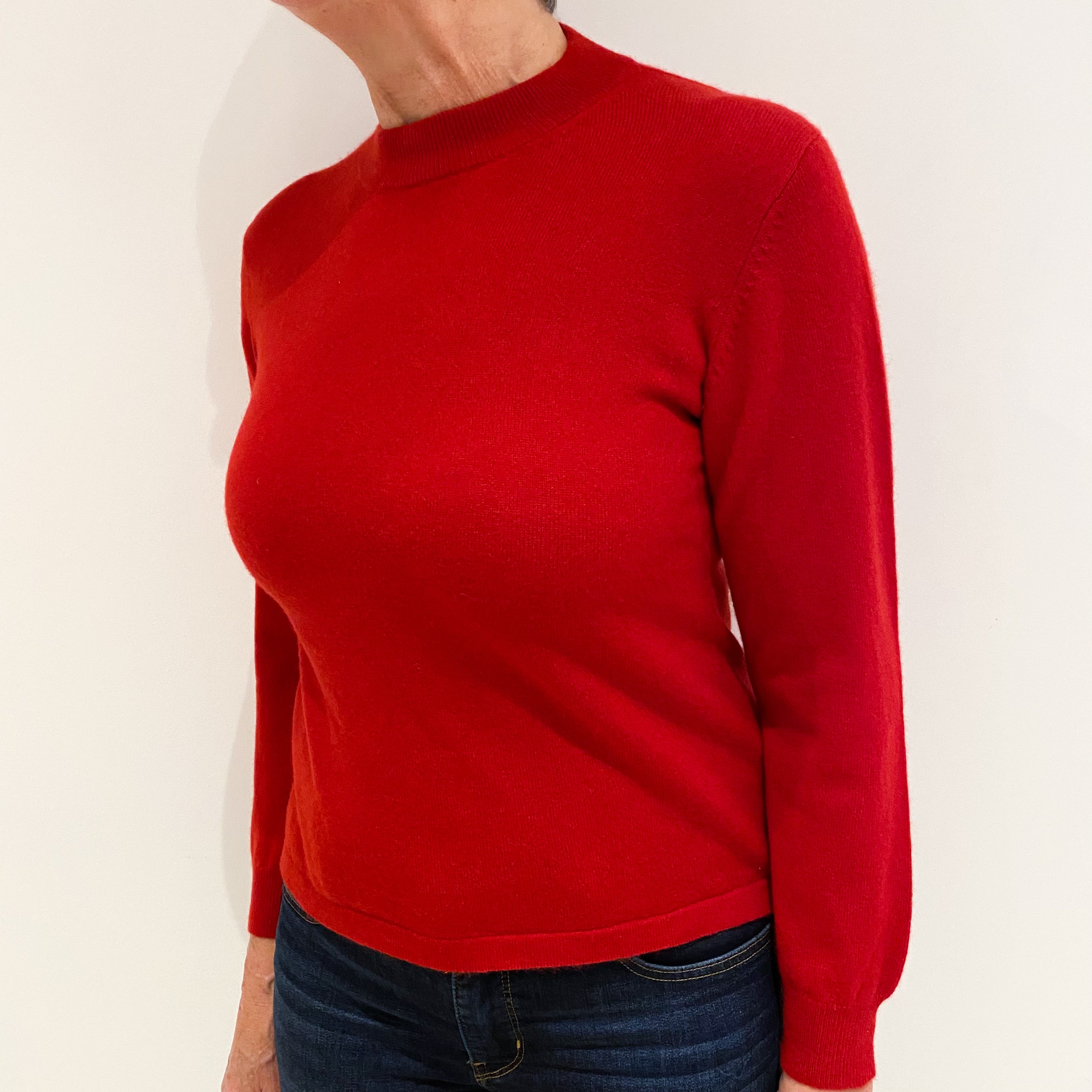 Scarlet Red Cashmere Turtle Neck Jumper Medium