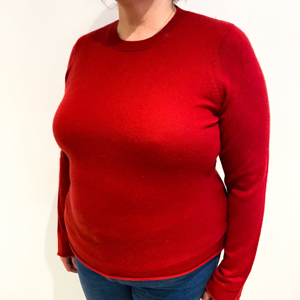 Crimson Red Cashmere Crew Neck Jumper Extra Large