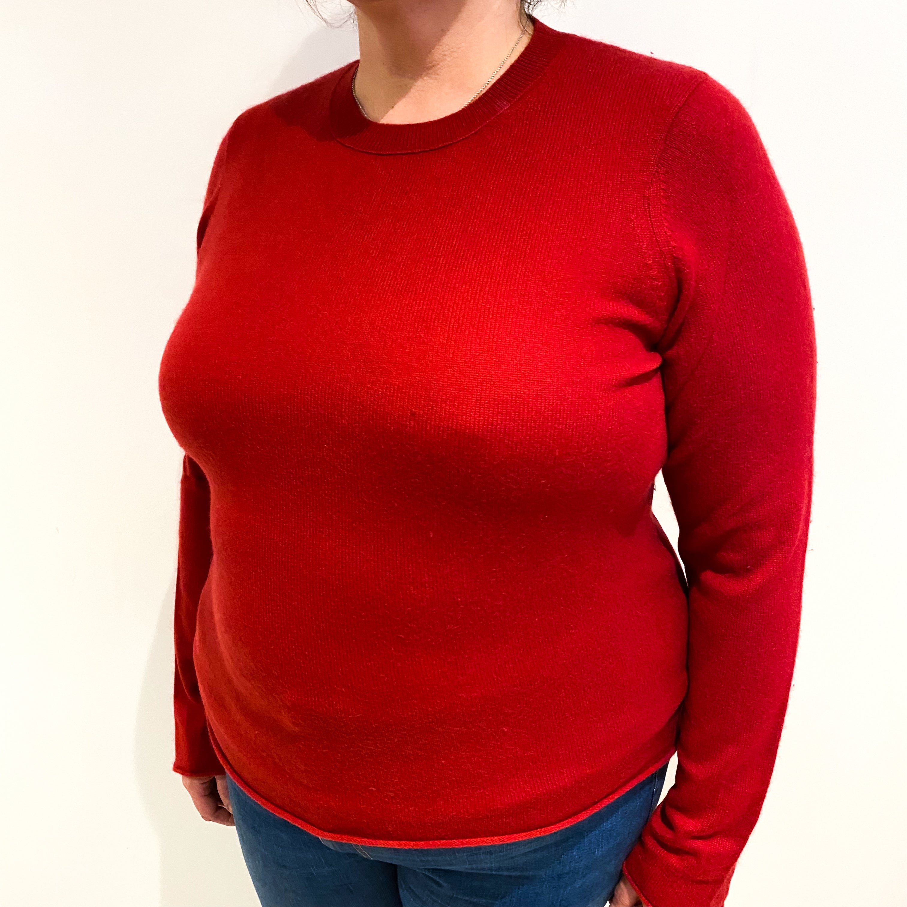 Crimson Red Cashmere Crew Neck Jumper Extra Large