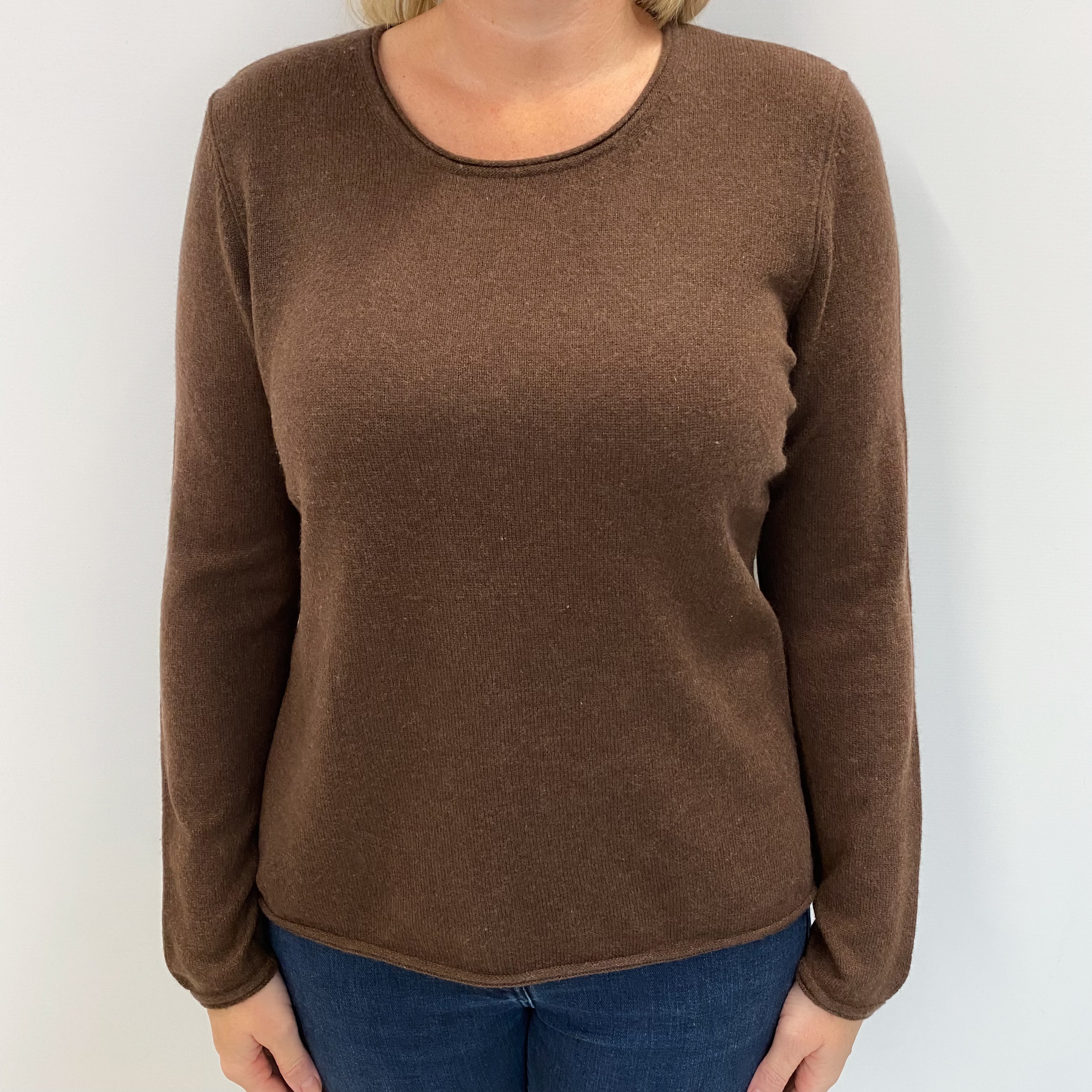 L.L Bean Walnut Brown Cashmere Crew Neck Jumper Large