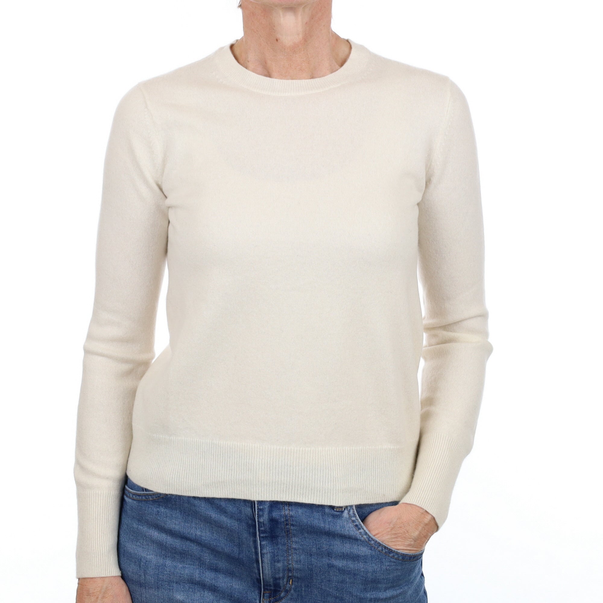 Vanilla Cream Cashmere Crew Neck Jumper Small