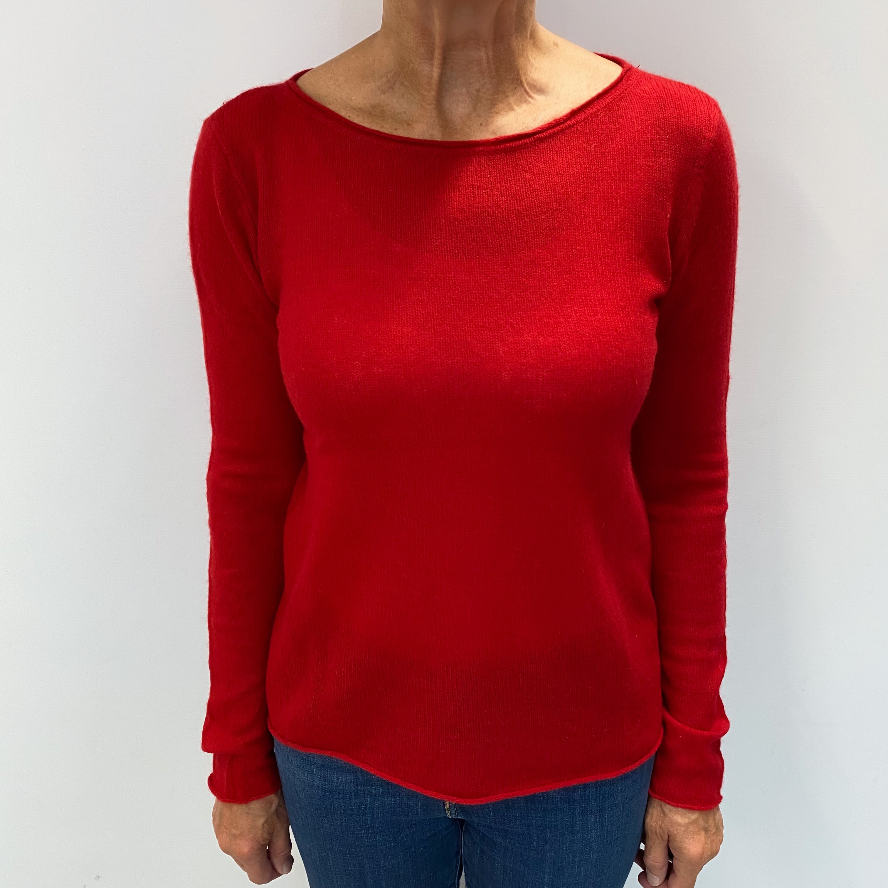 Scarlet Red Cashmere Crew Neck Jumper Medium