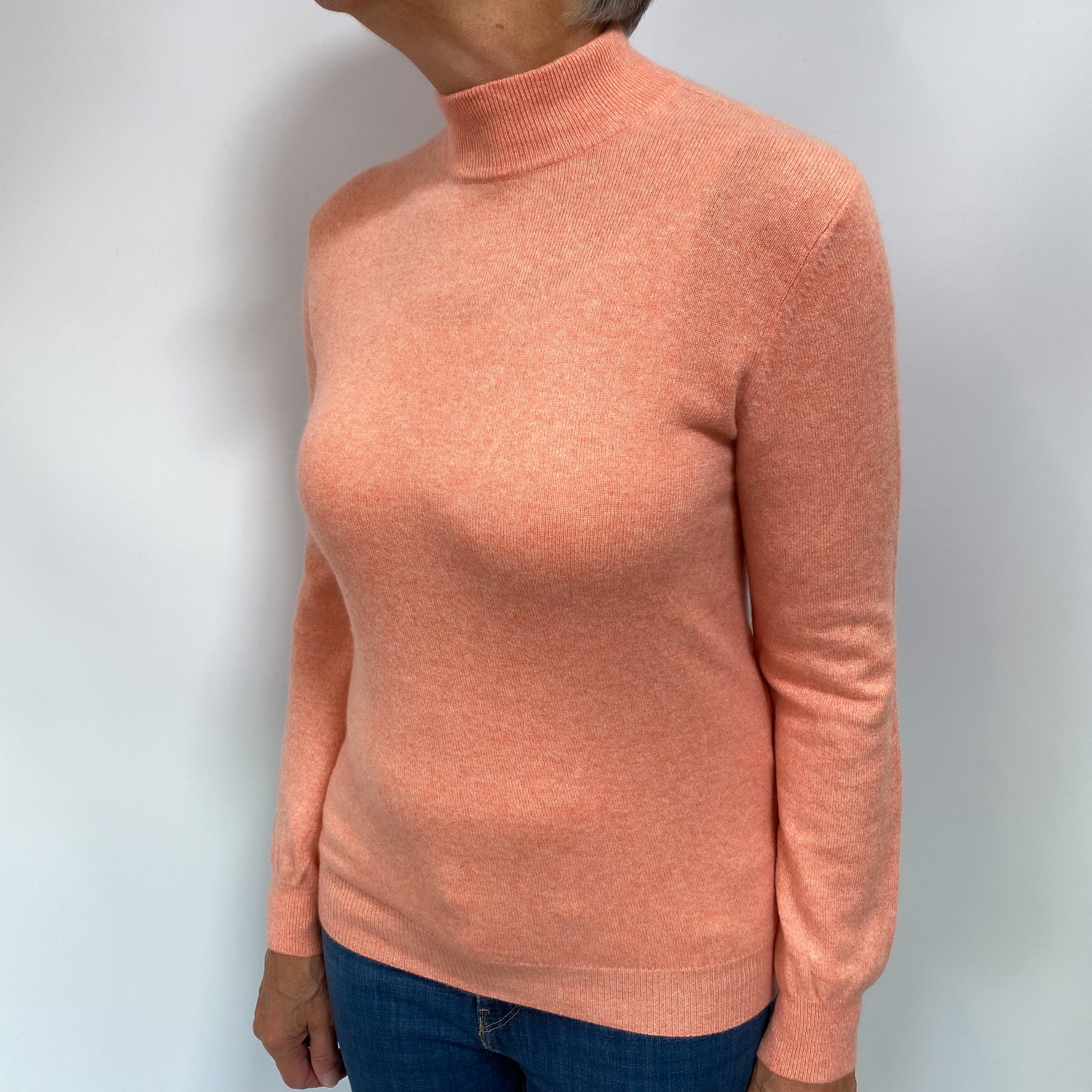 Muted Orange Cashmere Turtle Neck Jumper Medium