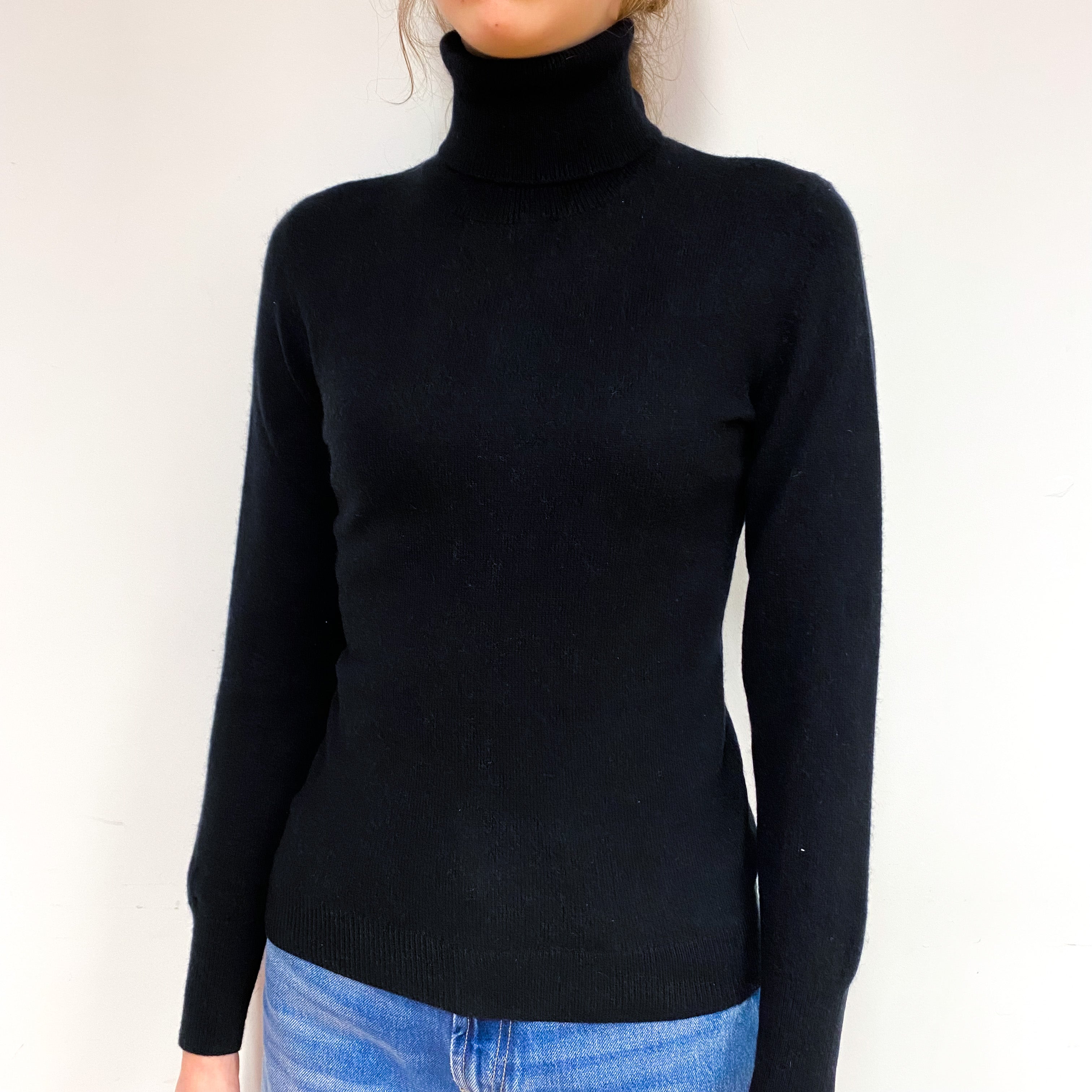 Black Cashmere Polo Neck Jumper Extra Small