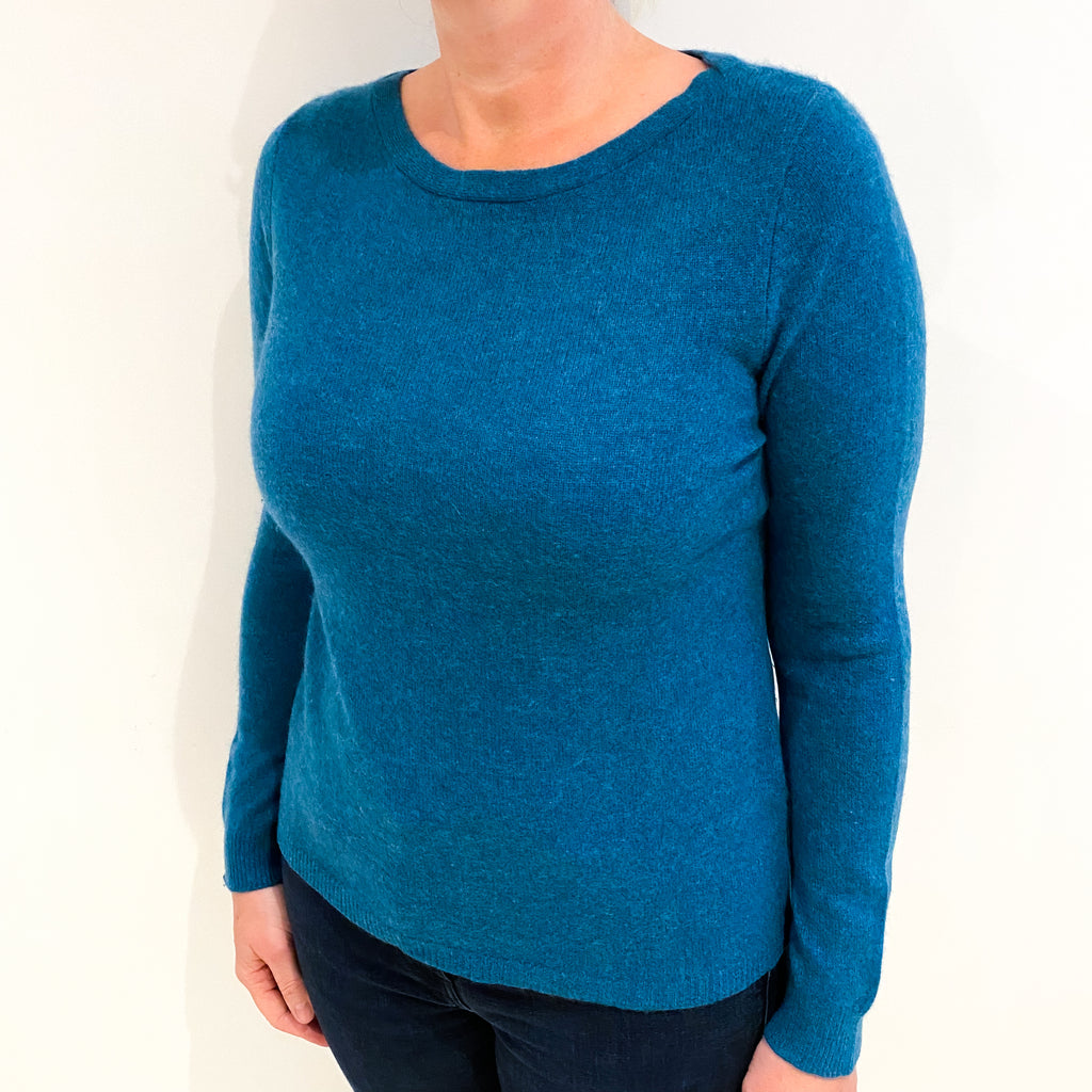 Teal Blue Cashmere Boat Neck Jumper Large