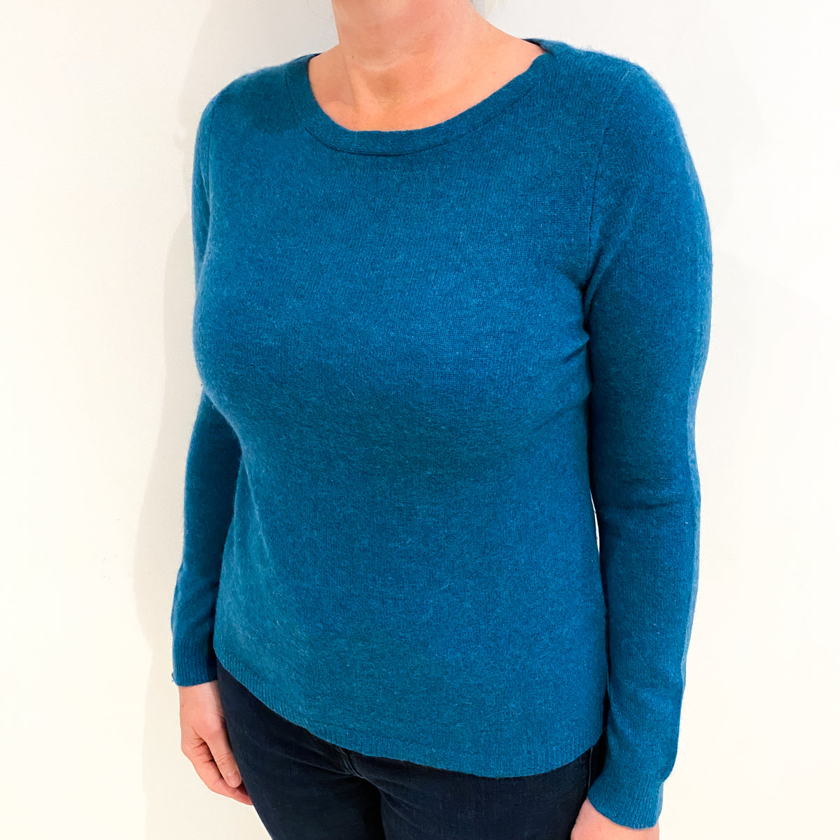 Teal Blue Cashmere Boat Neck Jumper Large