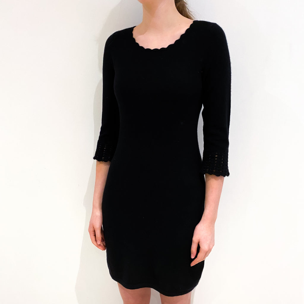 Black Cashmere Crew Neck Dress Extra Small