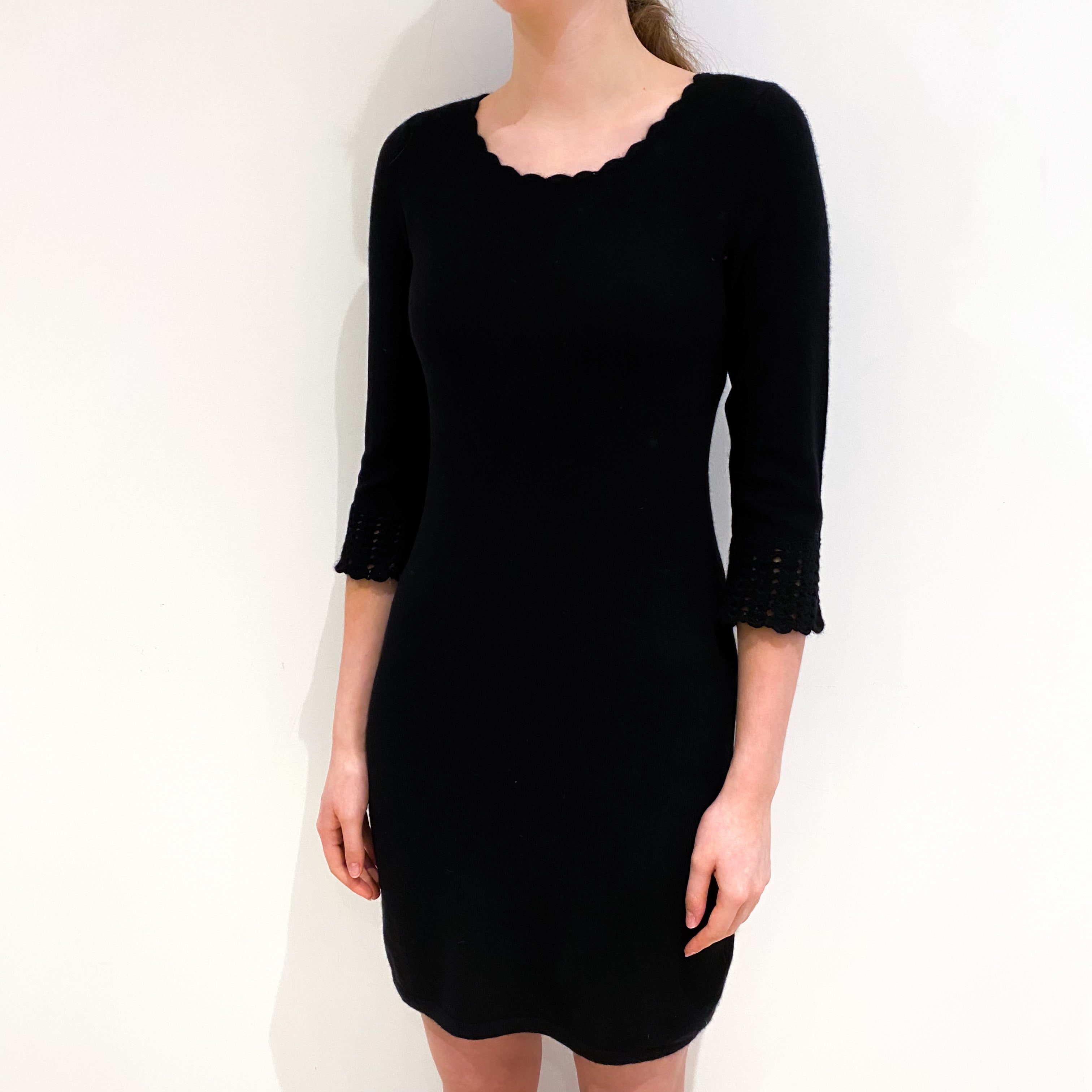 Black Cashmere Crew Neck Dress Extra Small