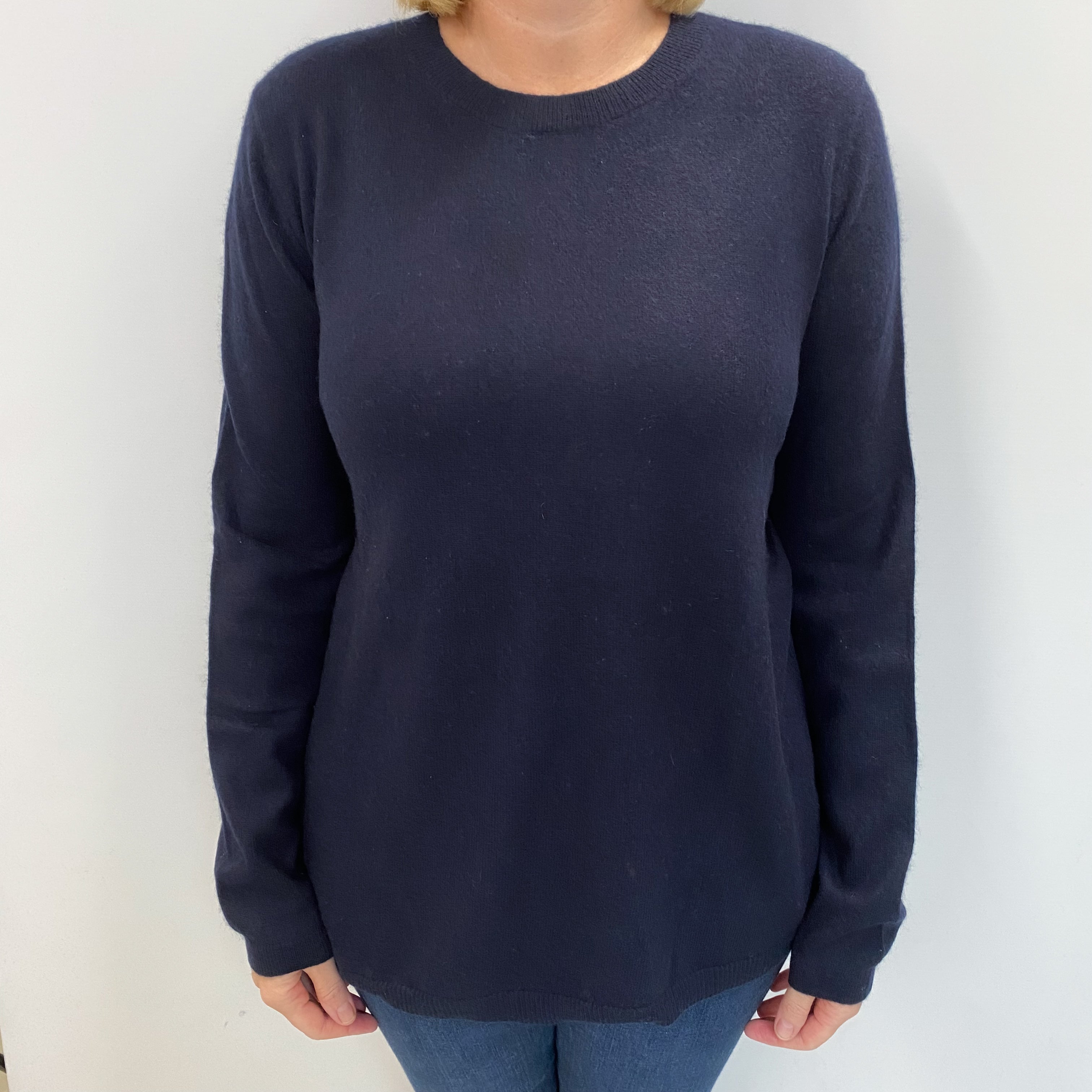 Navy Blue Cashmere Crew Neck Jumper Large