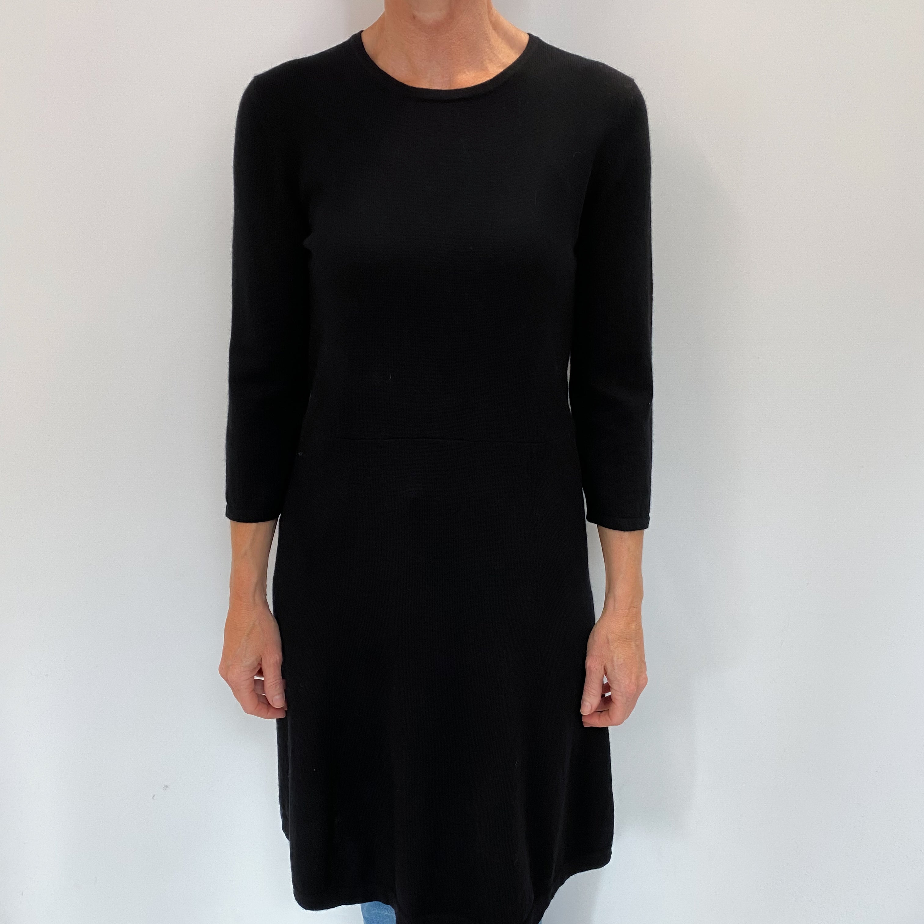 Black Cashmere Crew Neck Dress Small