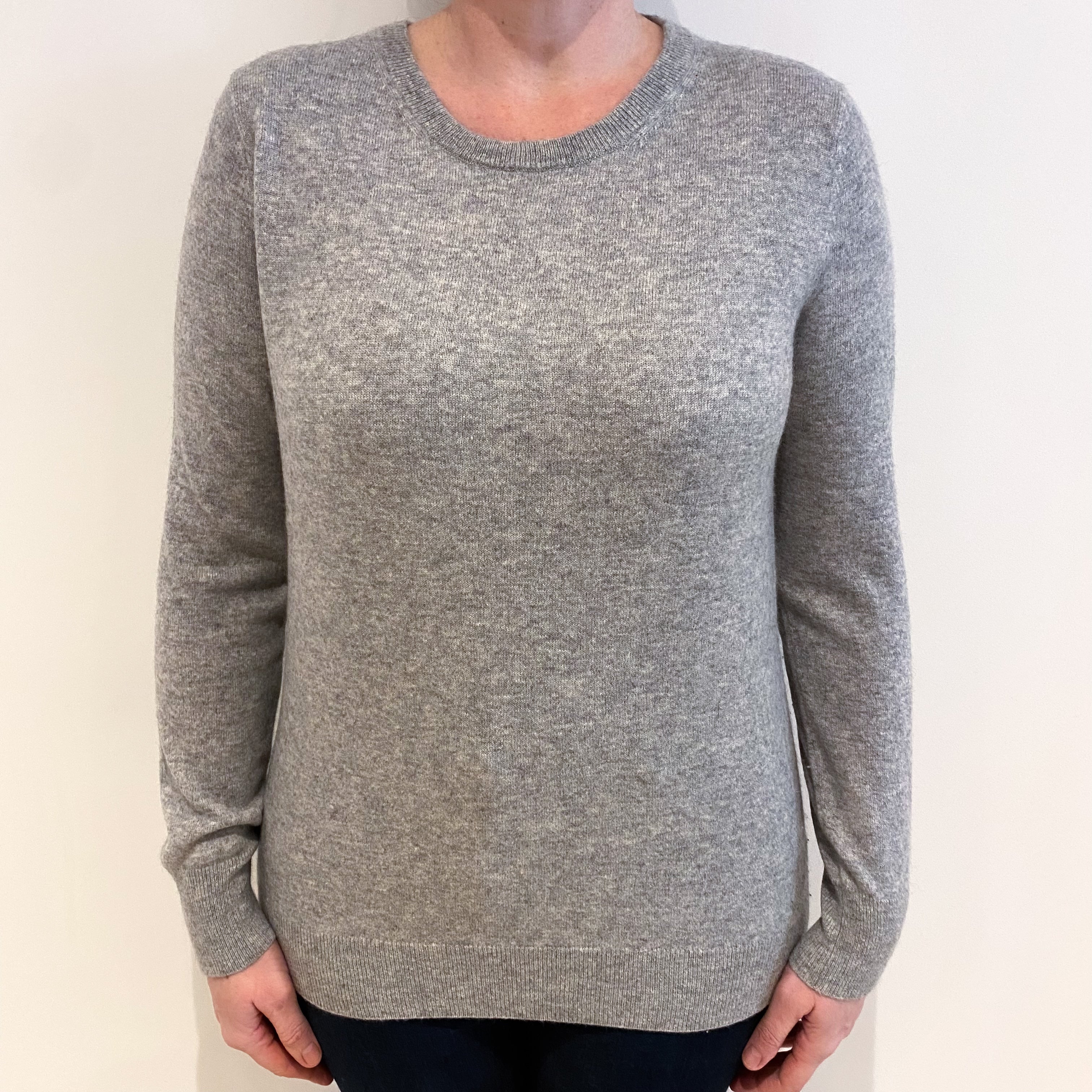 Smoke Grey Cashmere Crew Neck Jumper Large