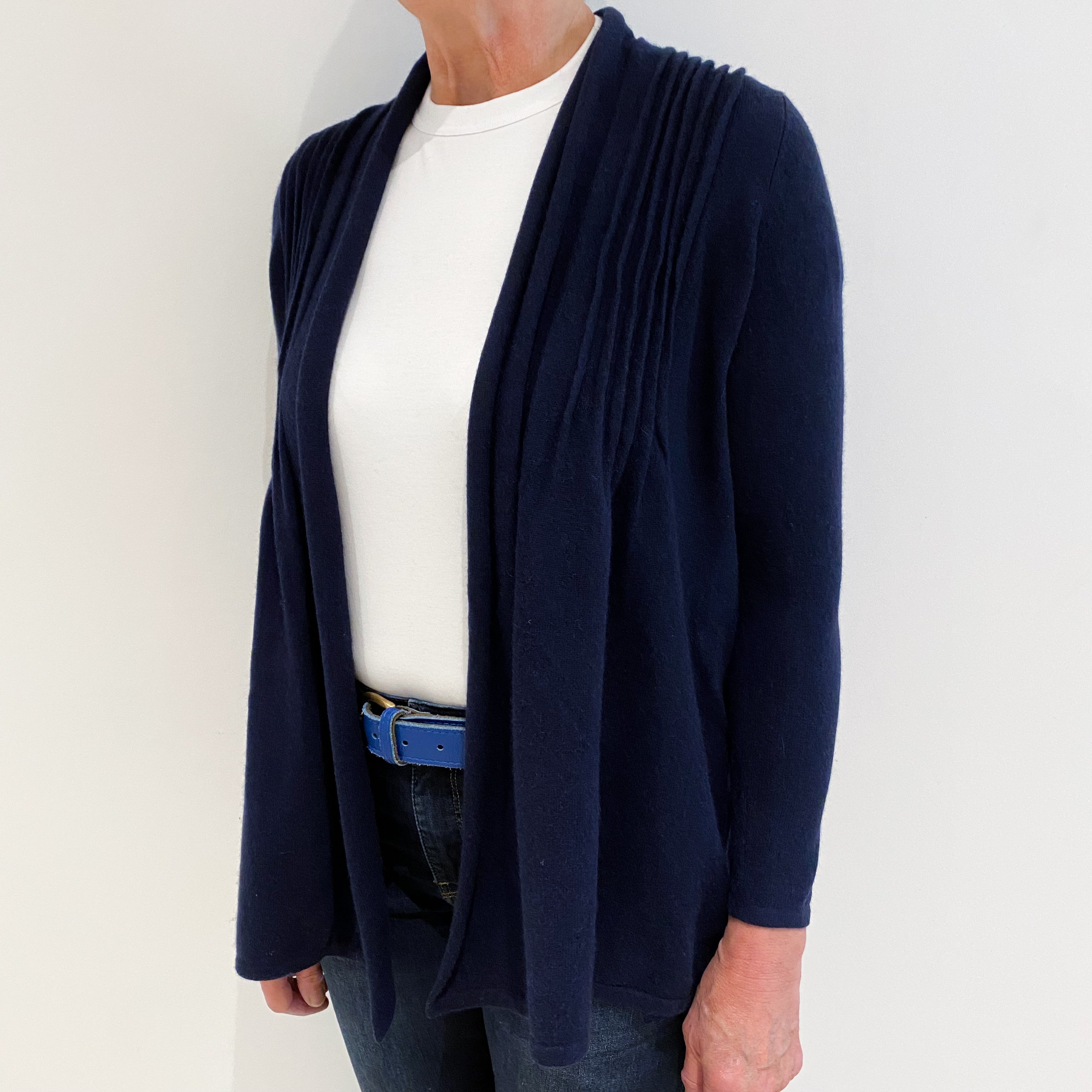 Navy Blue Cashmere Edge to Edge Cardigan Medium