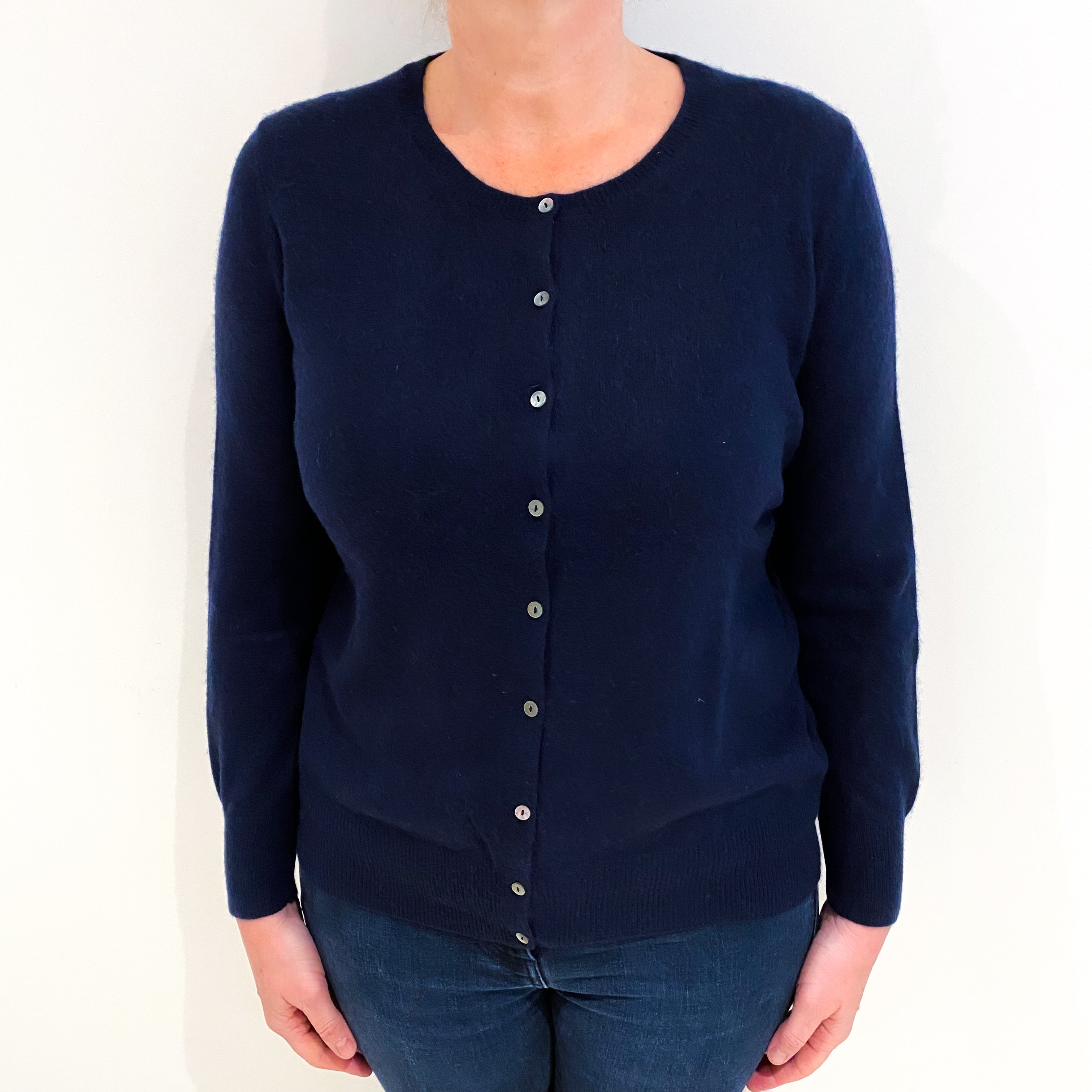 Navy Blue Cashmere Cardigan Large