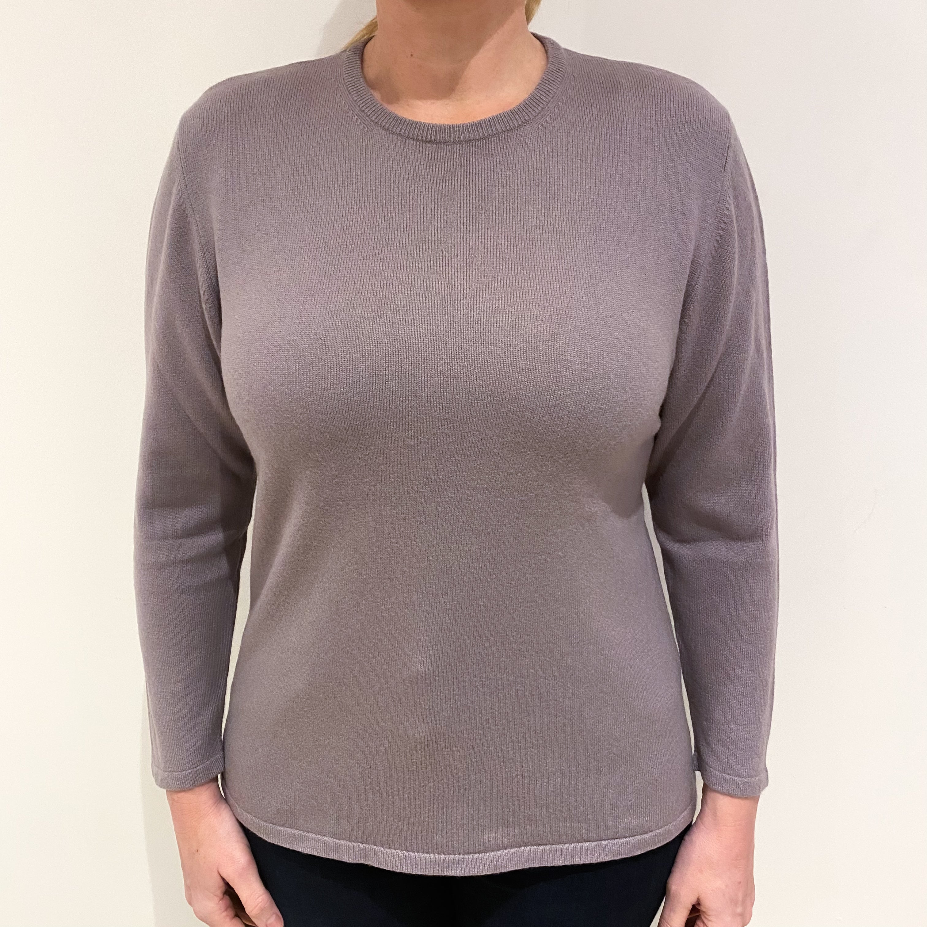 Dusky Purple Cashmere Crew Neck Jumper Large