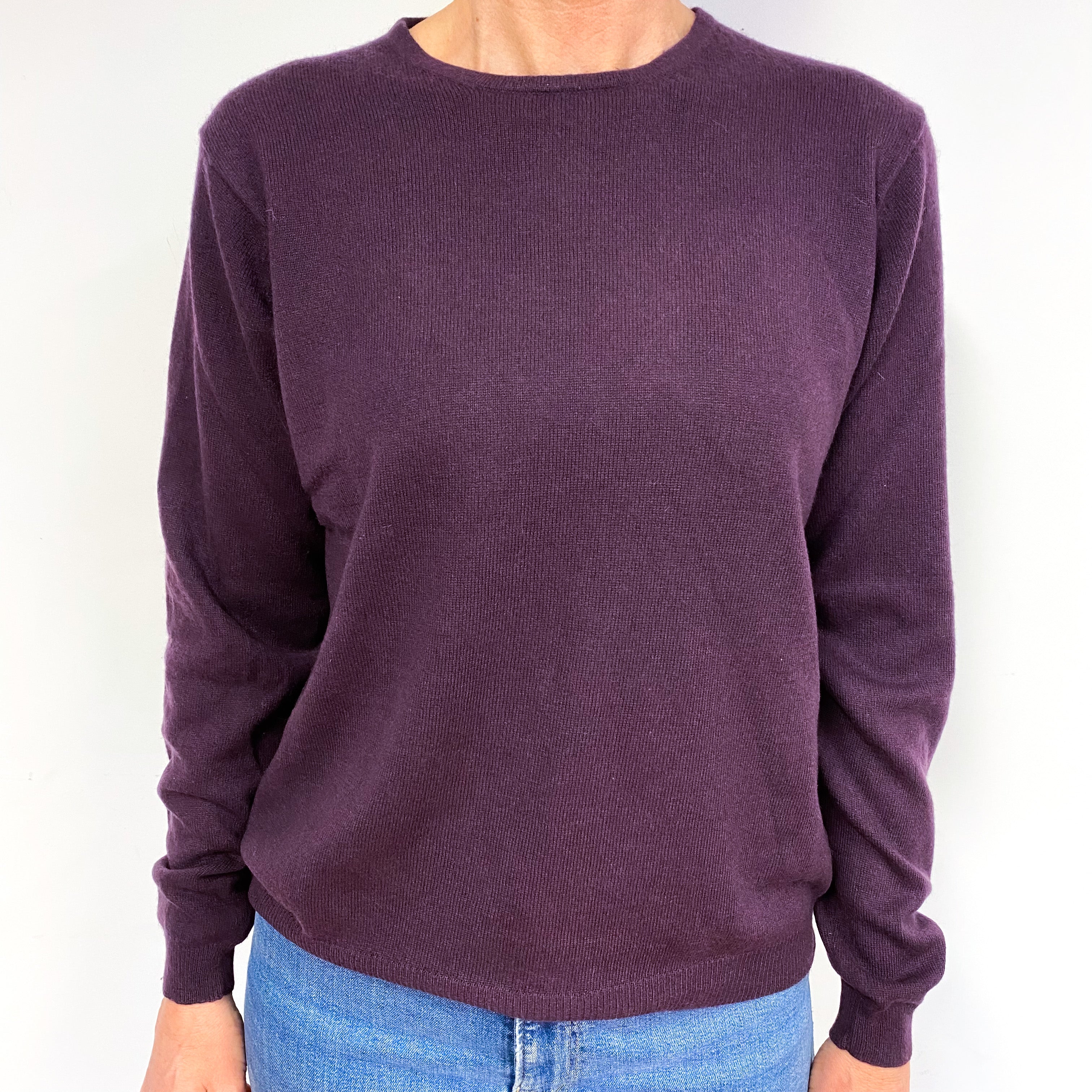 Aubergine Purple Cashmere Crew Neck Jumper Medium
