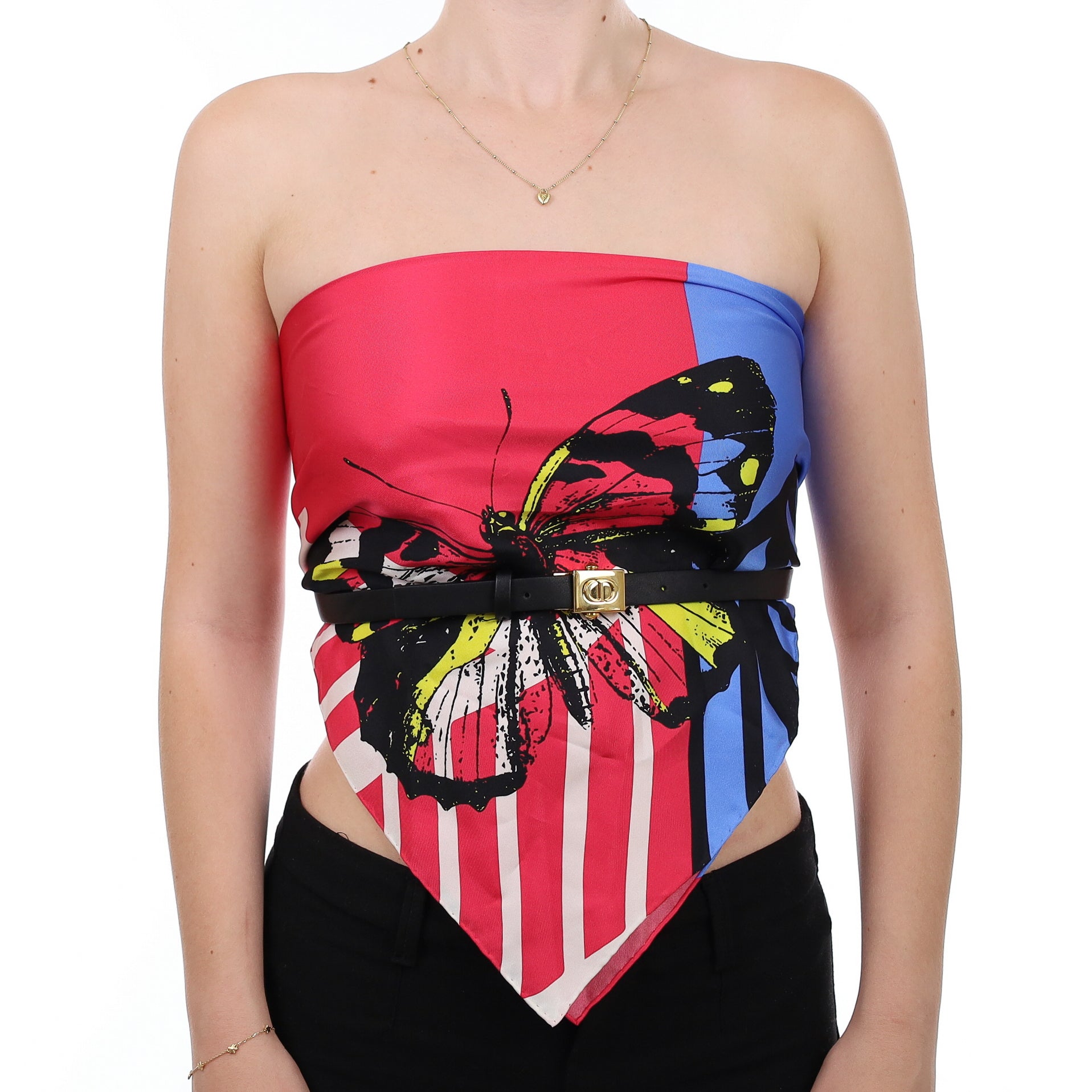 Cristian Dior Silk Top with Belt Extra Small