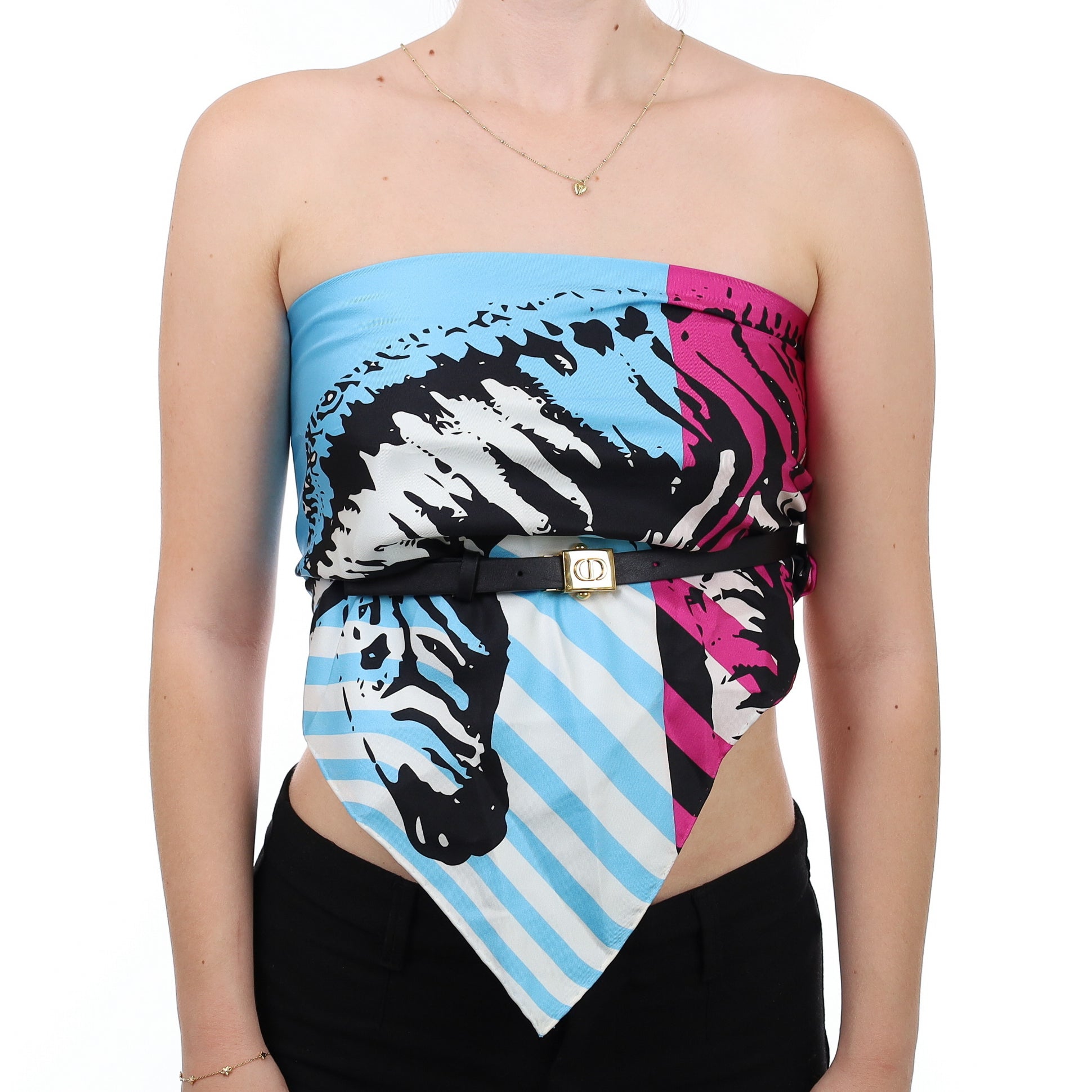 Cristian Dior Silk Top with Belt Medium