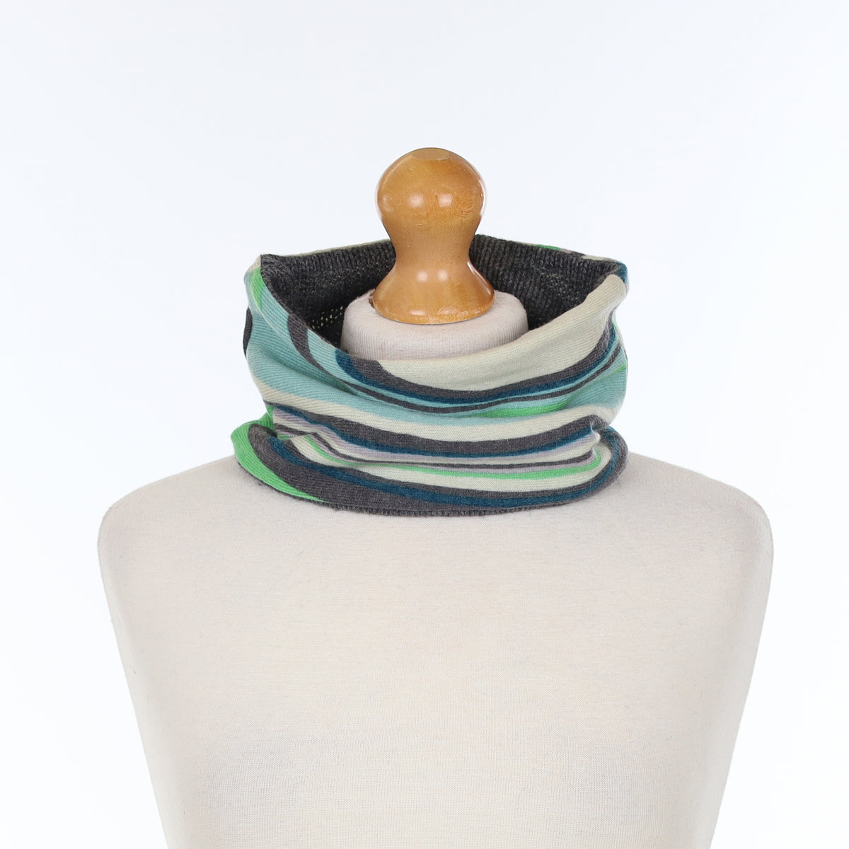 Blue Purple Green and Grey Textured Knit Patterned Neck Warmer
