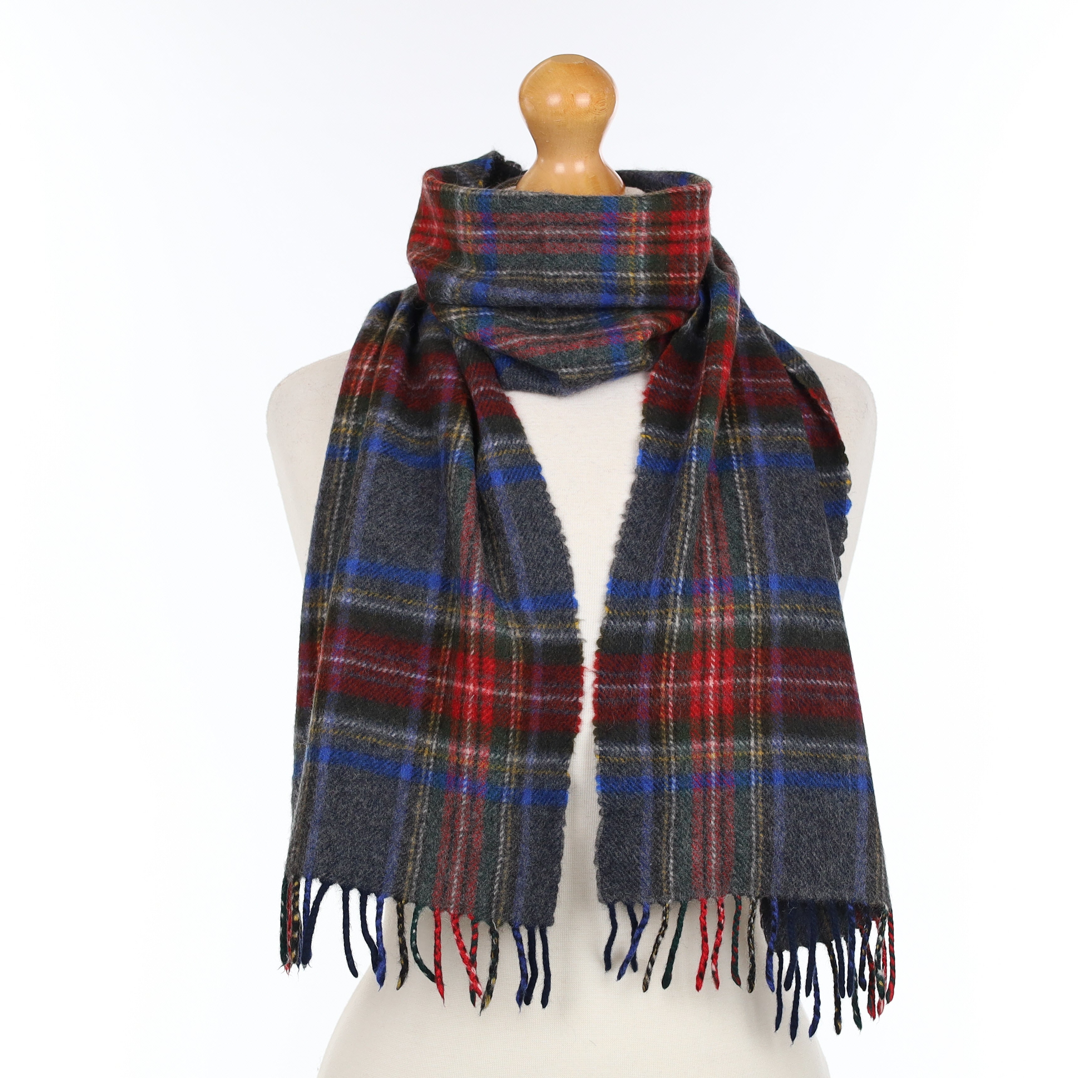 Red Blue and Green Plaid Cashmere Woven Scarf