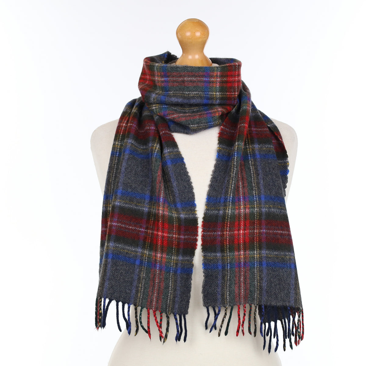 Red Blue and Green Plaid Cashmere Woven Scarf