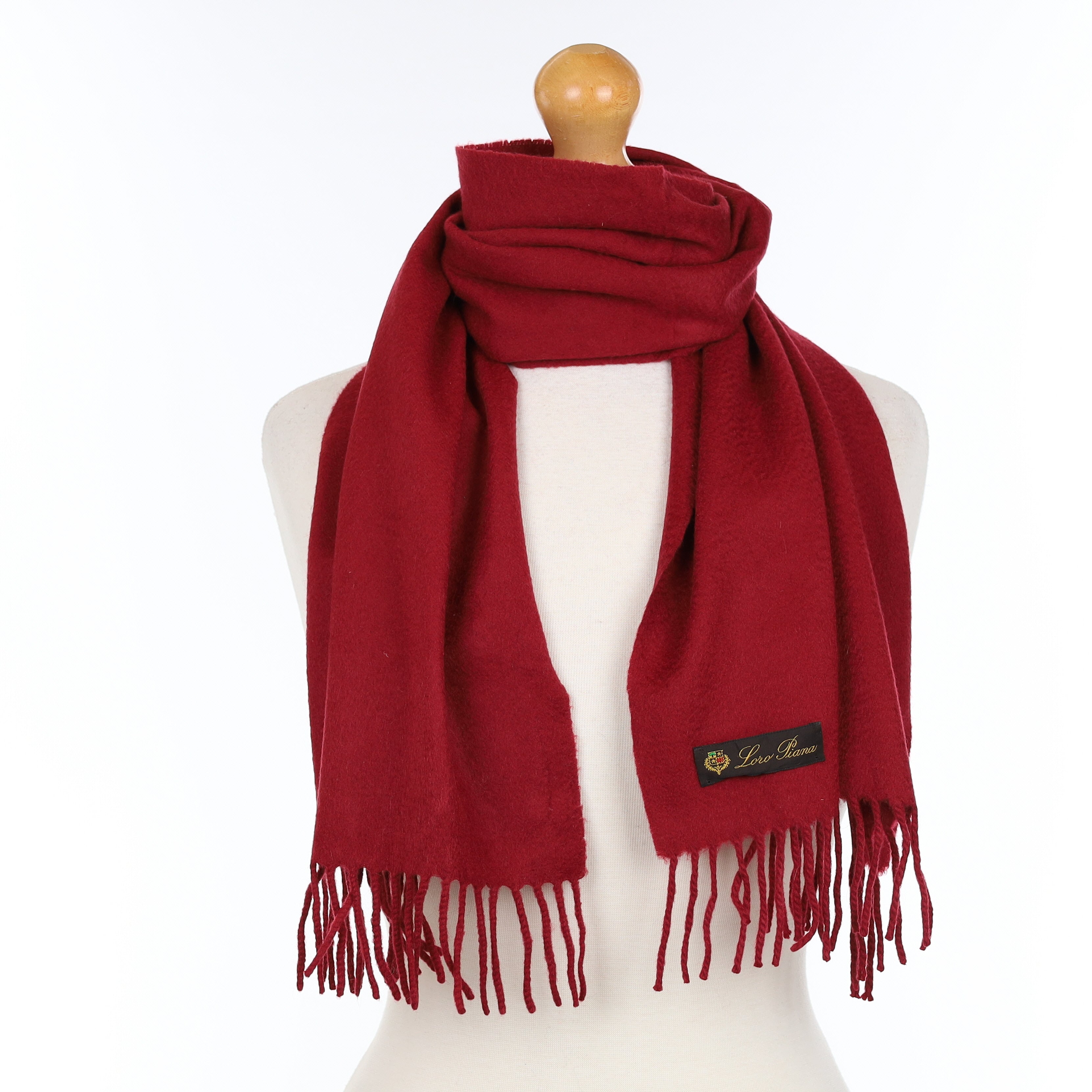 Loro Piana Wine Red Cashmere Woven Scarf
