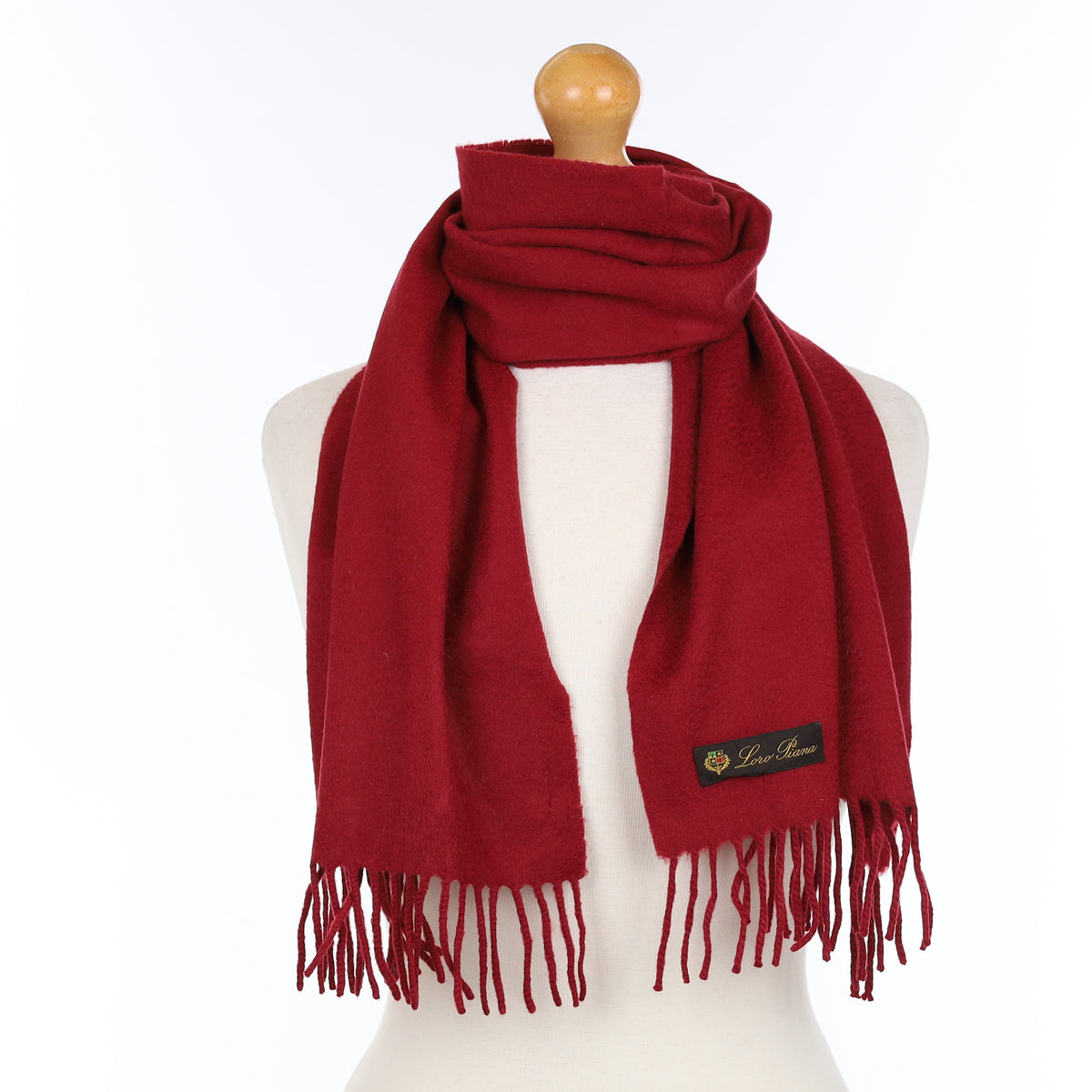 Loro Piana Wine Red Cashmere Woven Scarf