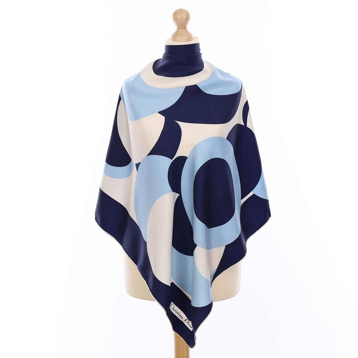 Christian Dior Blue Bubble Vintage Silk Scarf