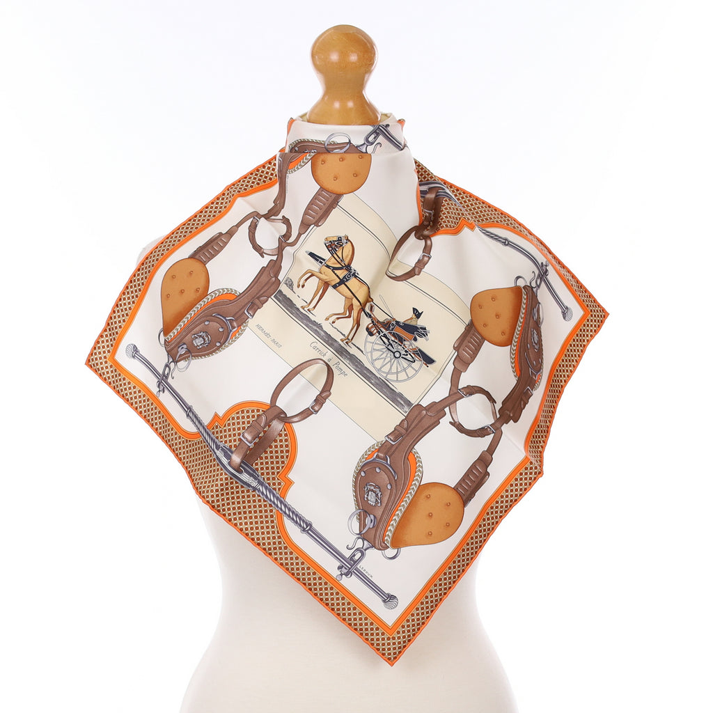 Brand New Boxed Hermès 45 Carrick à Pompe Silk Scarf