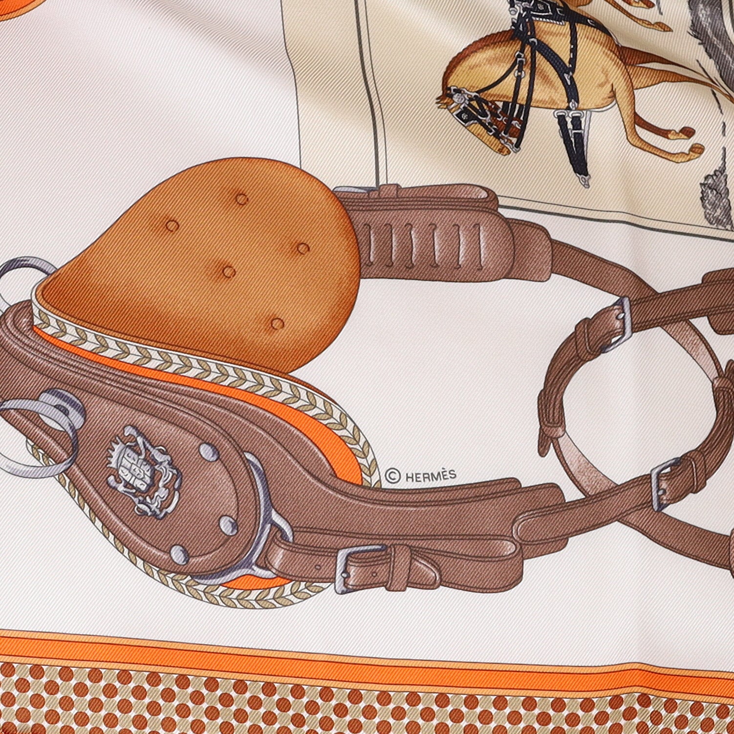 Brand New Boxed Hermès 45 Carrick à Pompe Silk Scarf