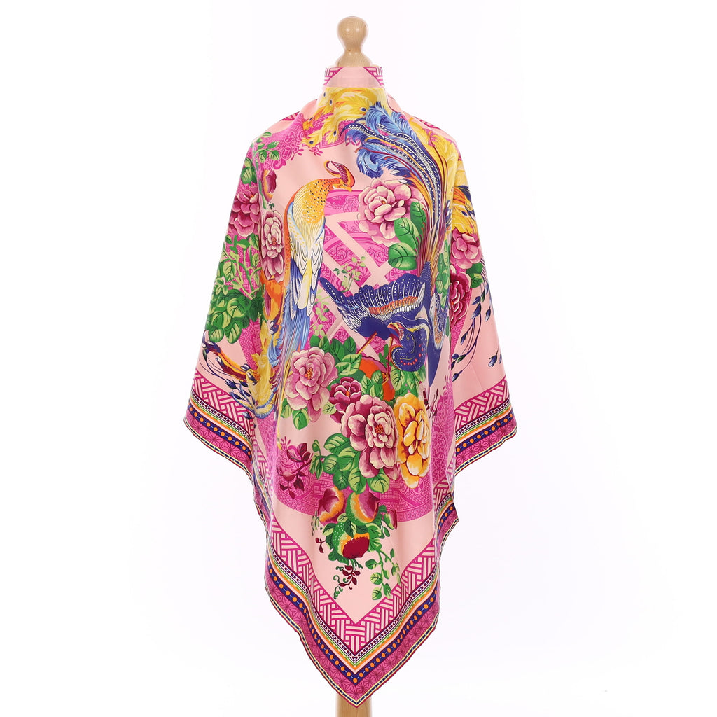 Pristine Shanghai Tang Pink Pattern Silk Scarf