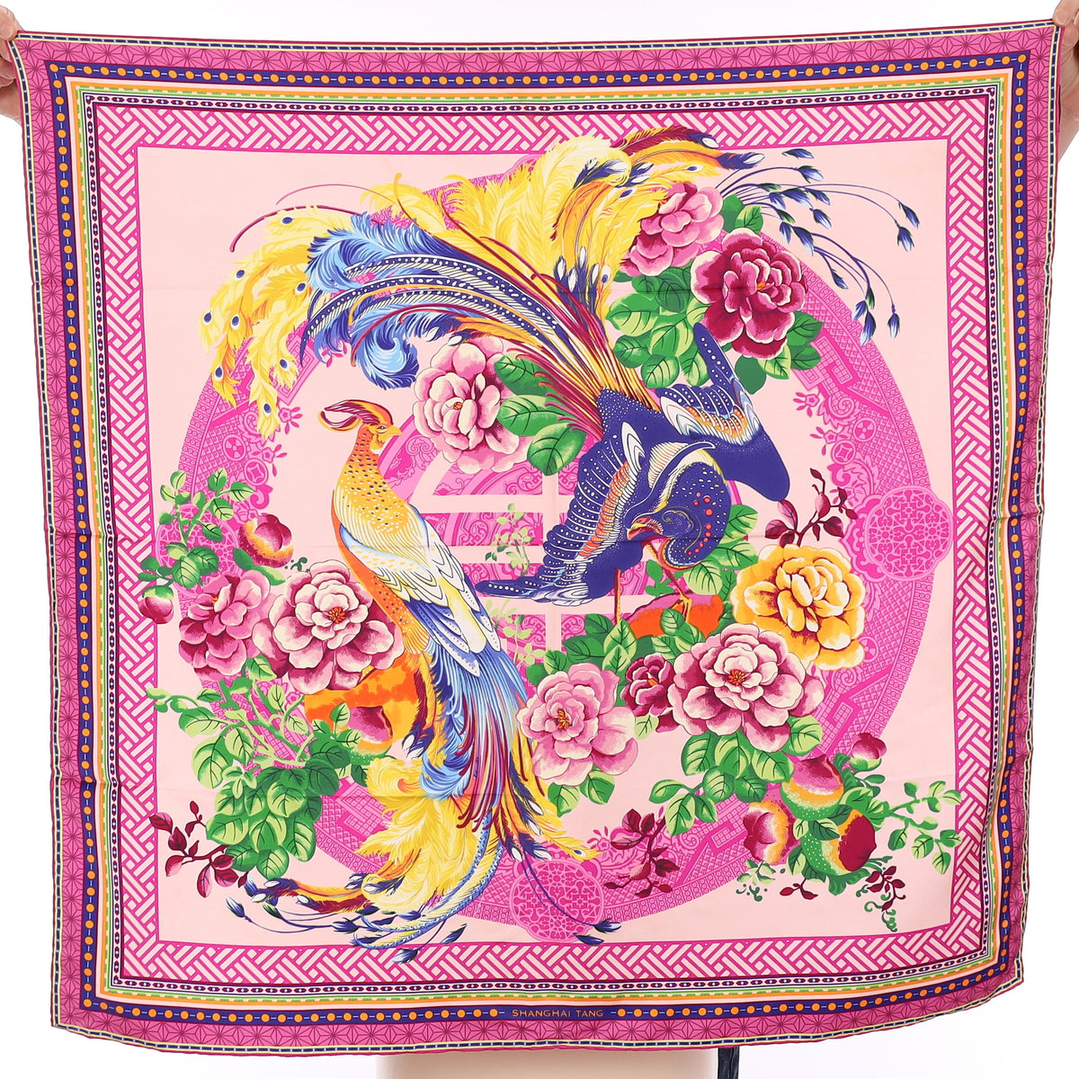 Pristine Shanghai Tang Pink Pattern Silk Scarf