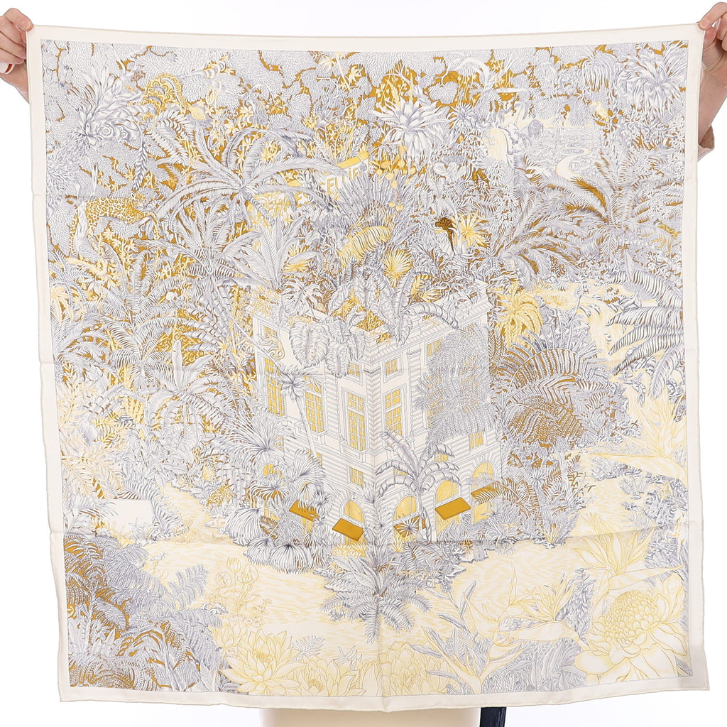 Brand New Boxed Carolina Lemke Tropical Scene Silk Scarf