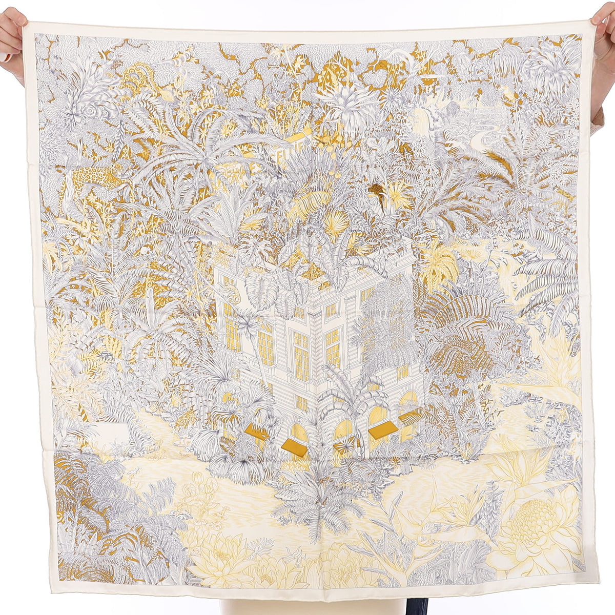 Brand New Boxed Carolina Lemke Tropical Scene Silk Scarf