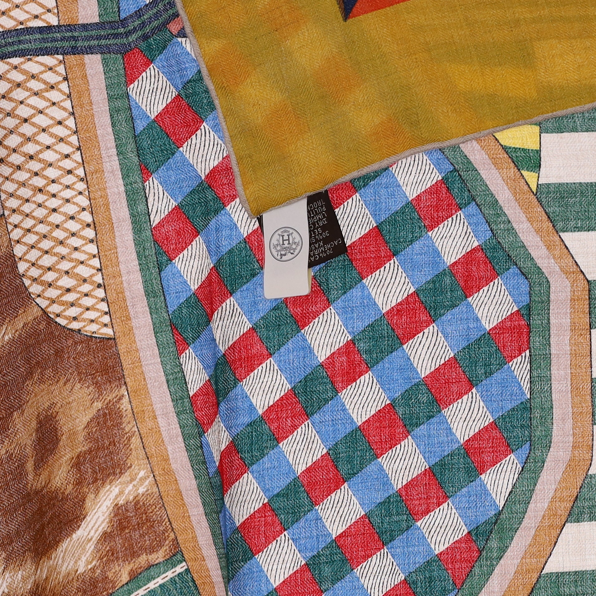Brand New Boxed Hermès Le Selle Imaginaire Cashmere and Silk Shawl